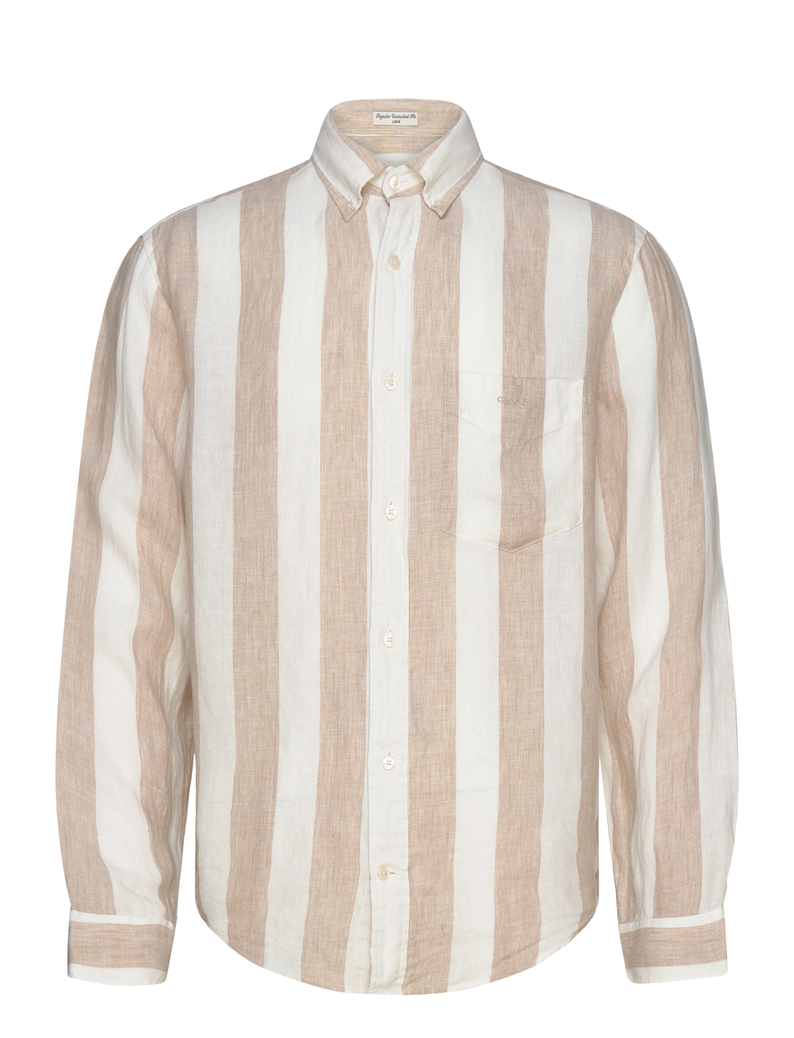 GANT - REG BOLD STRIPE LINEN SHIRT - concrete beige - 1