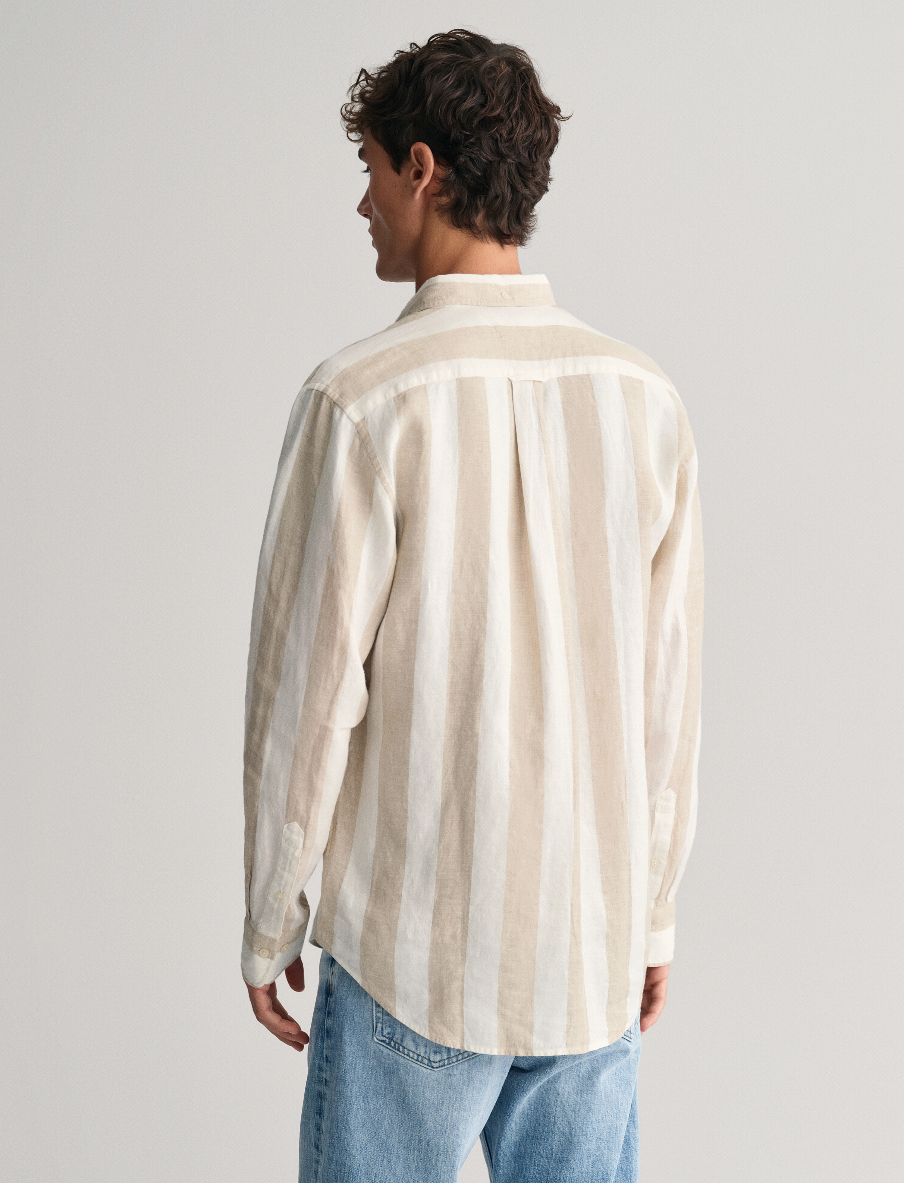 GANT - REG BOLD STRIPE LINEN SHIRT - concrete beige - 3