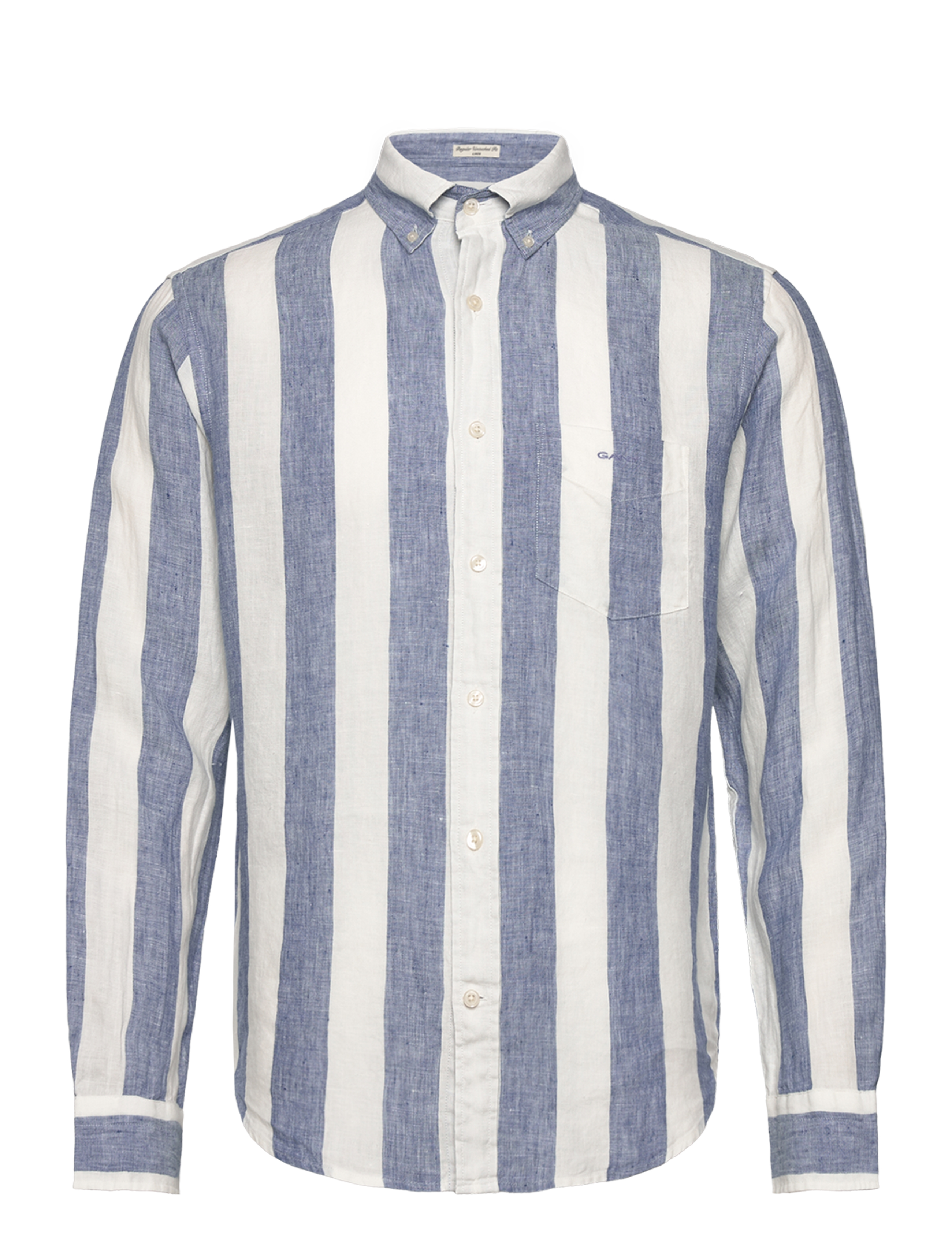 REG BOLD STRIPE LINEN SHIRT - SALTY SEA
