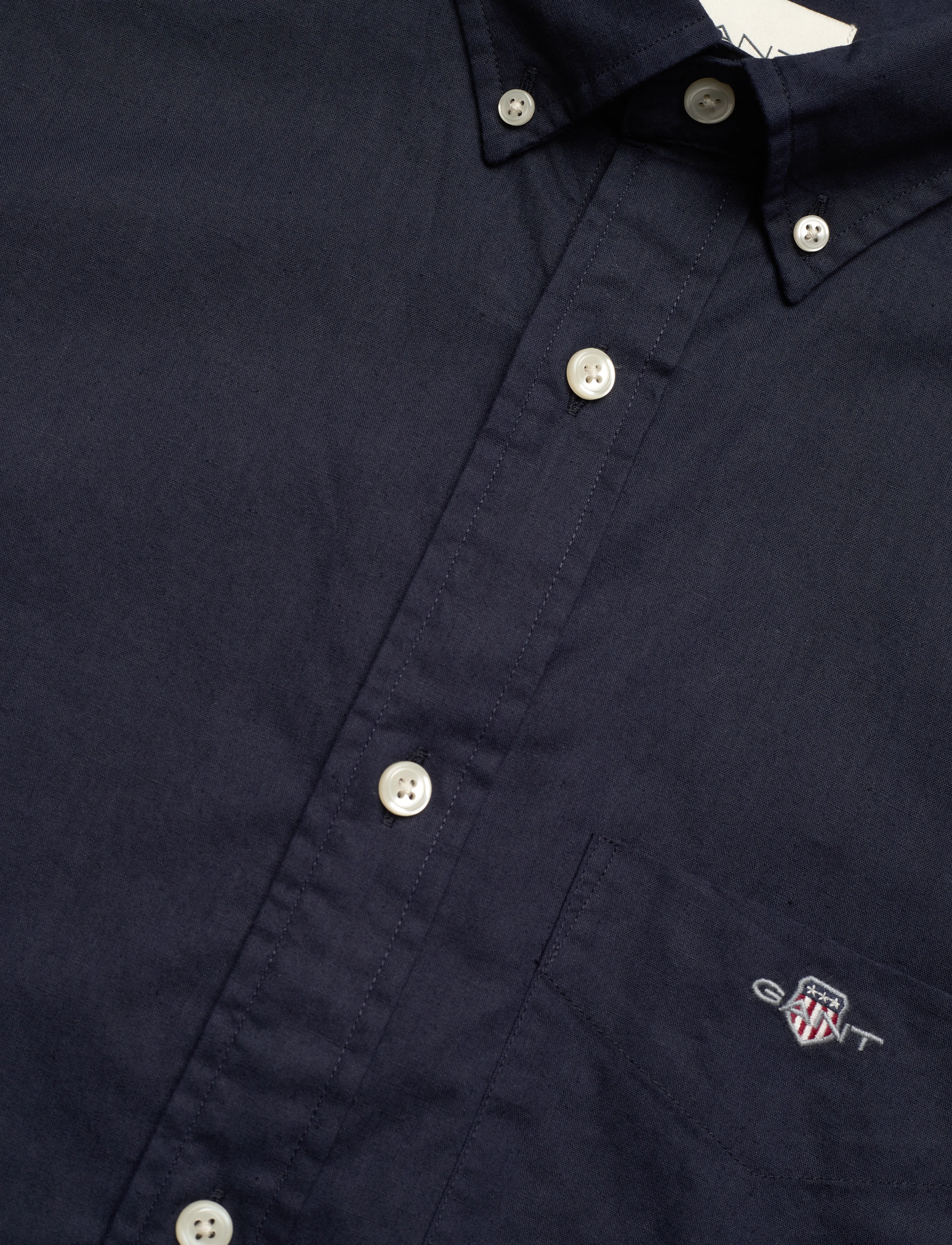GANT - REG COTTON LINEN SS SHIRT - evening blue - 3