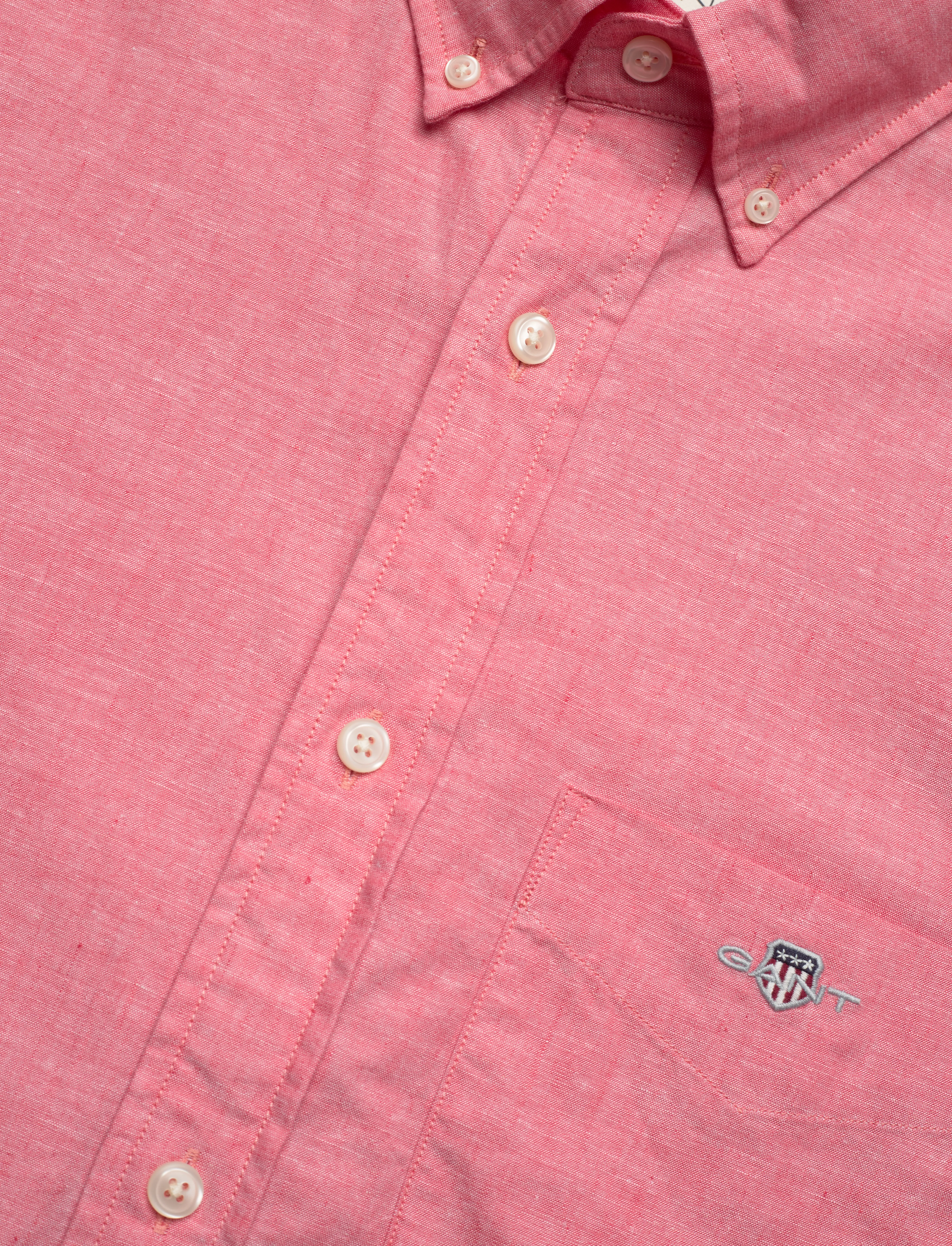 GANT - REG COTTON LINEN SS SHIRT - sunset pink - 3