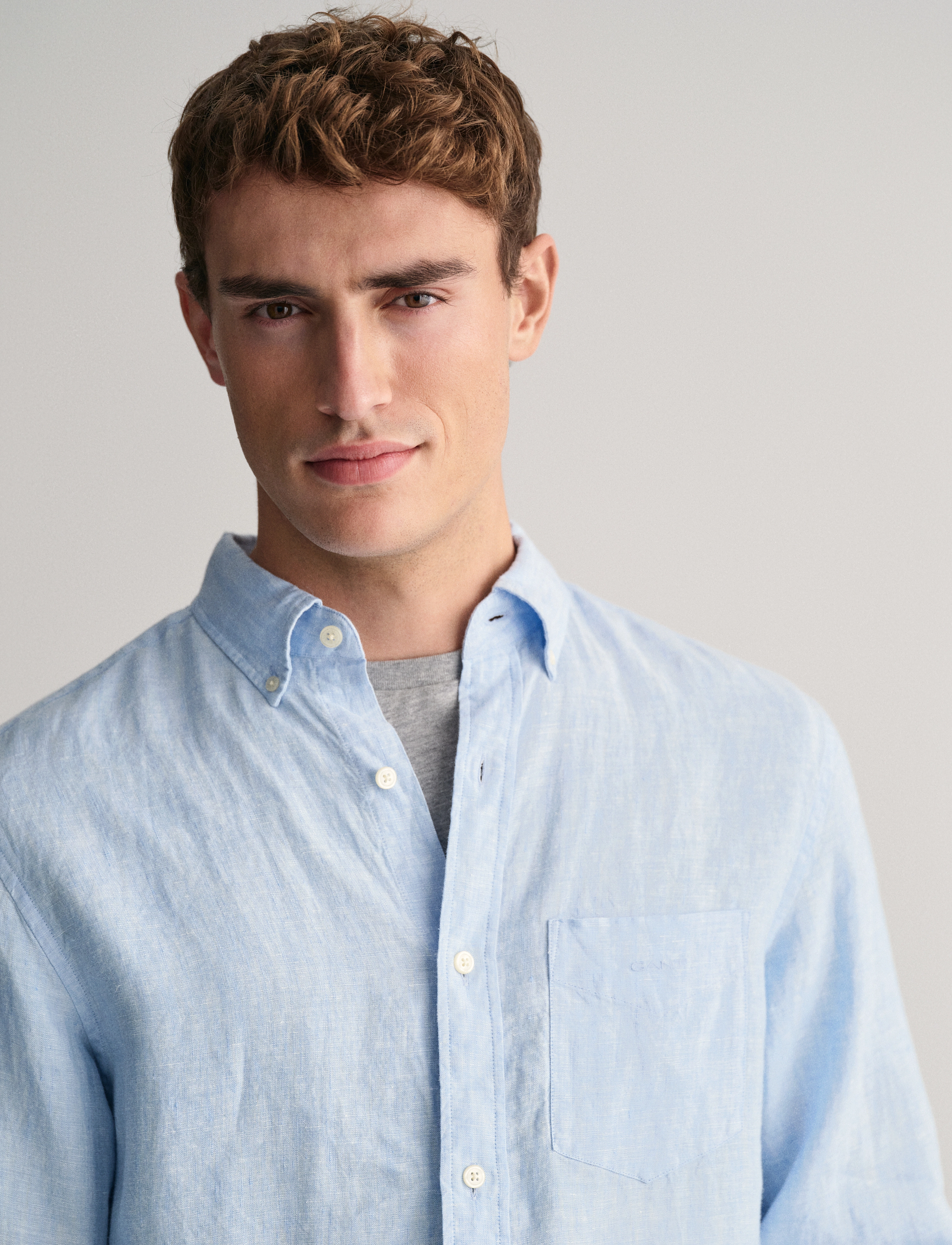 GANT - REG LINEN SHIRT - capri blue - 4