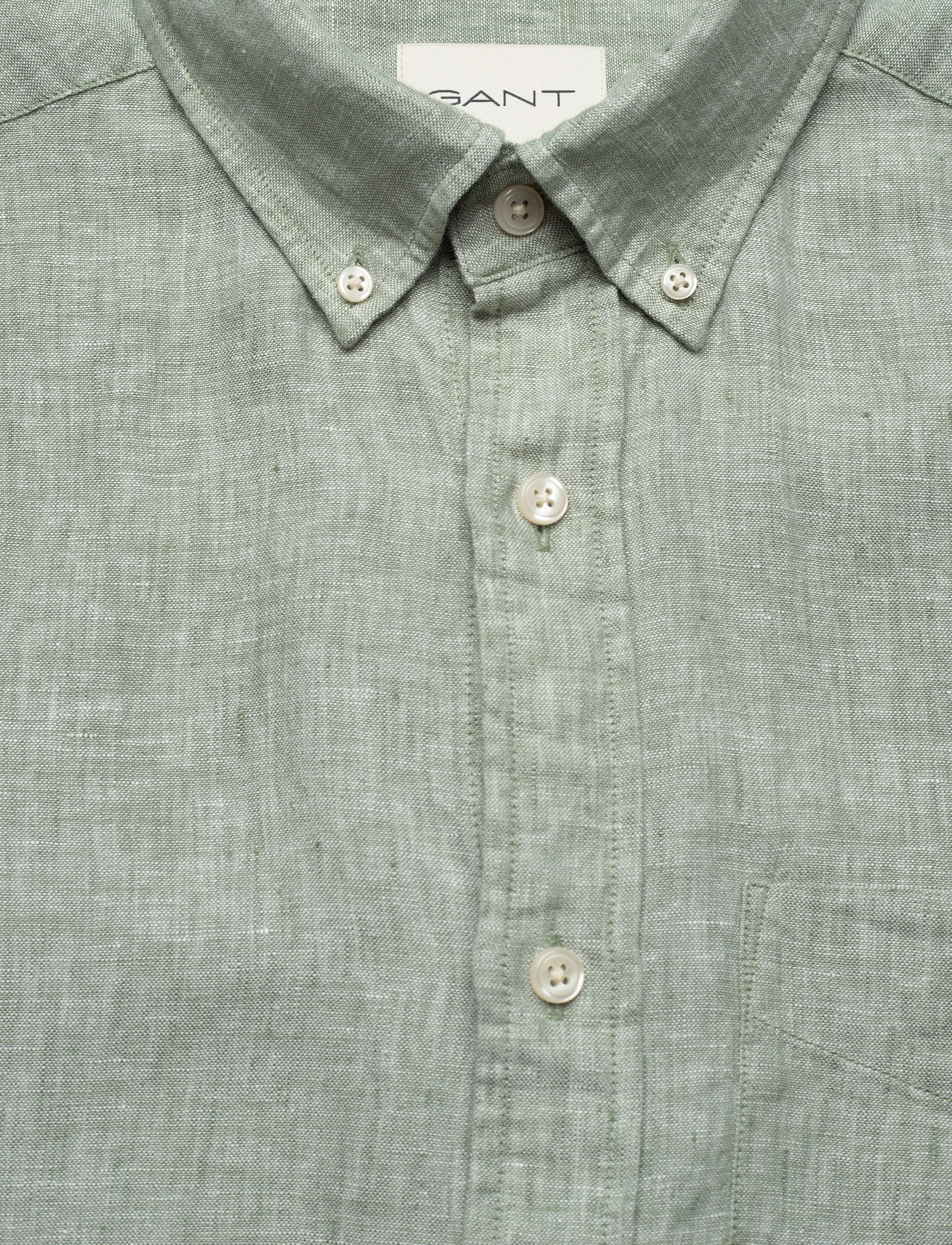 Gant - REG LINEN SS SHIRT - kalamata green - 5