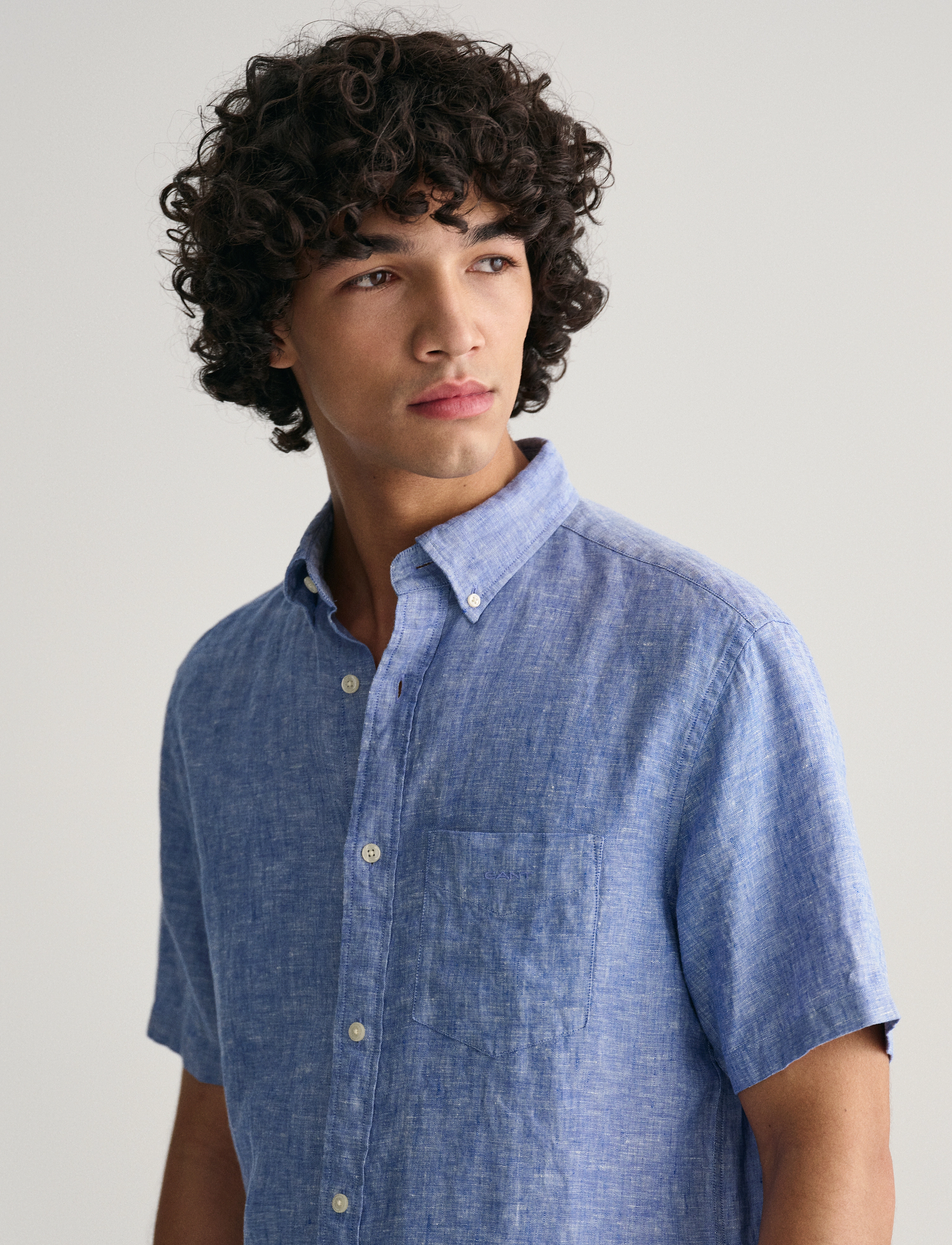 Gant - REG LINEN SS SHIRT - rich blue - 4