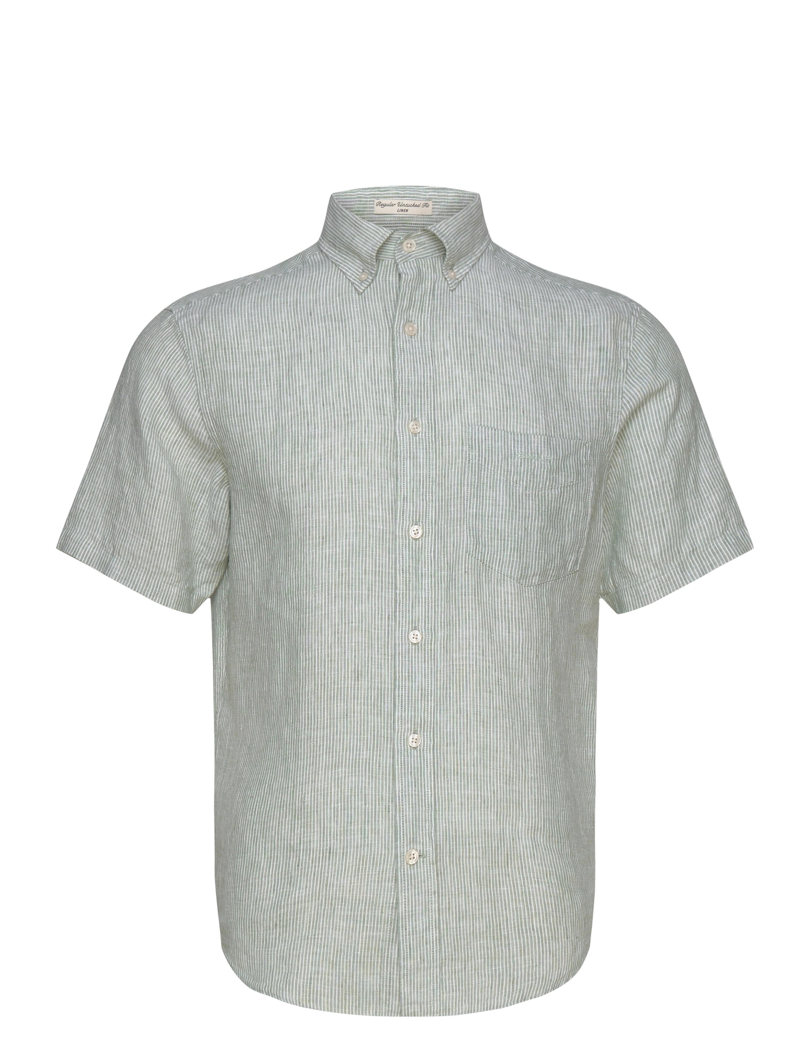 GANT - REG LINEN STRIPE SS SHIRT - kalamata green - 1