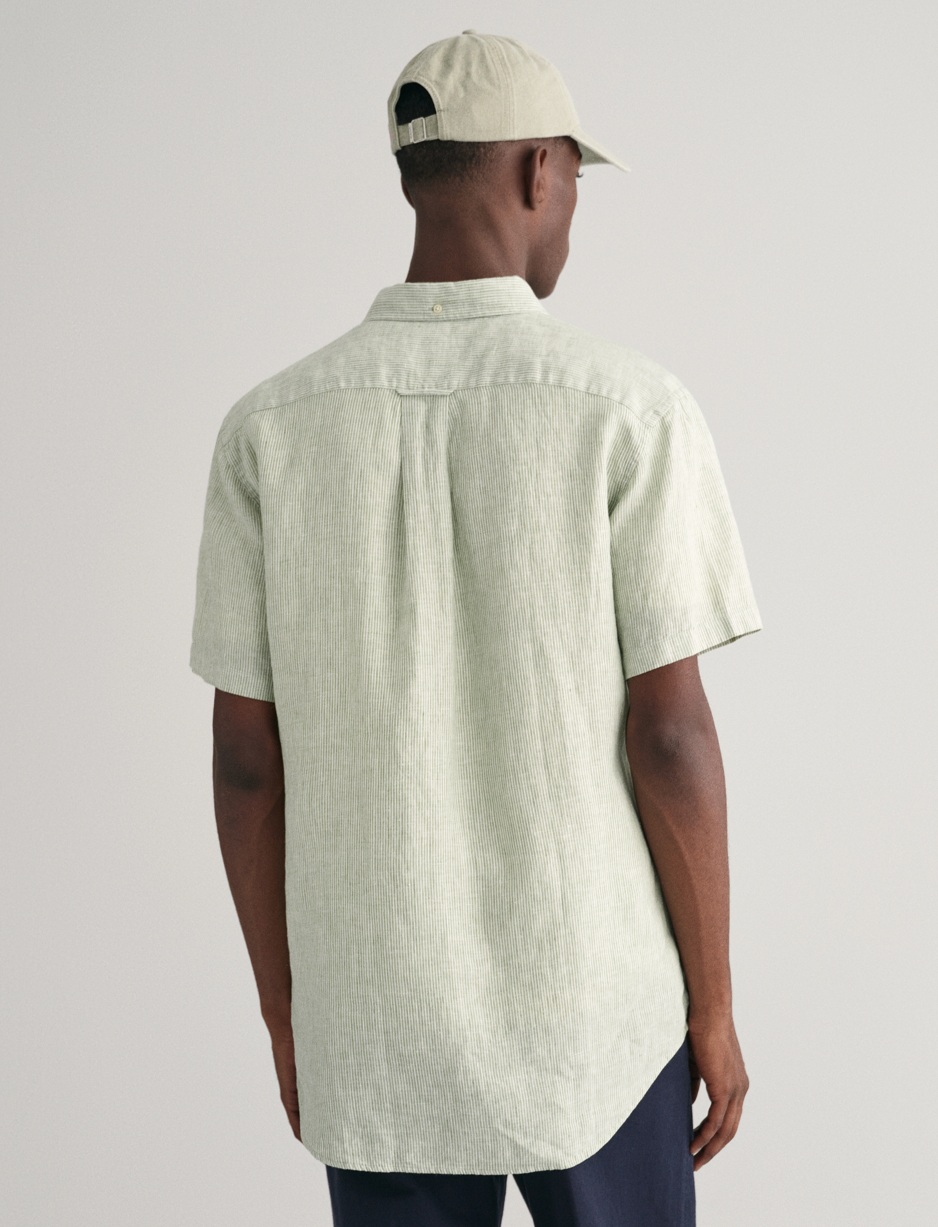 GANT - REG LINEN STRIPE SS SHIRT - kalamata green - 3