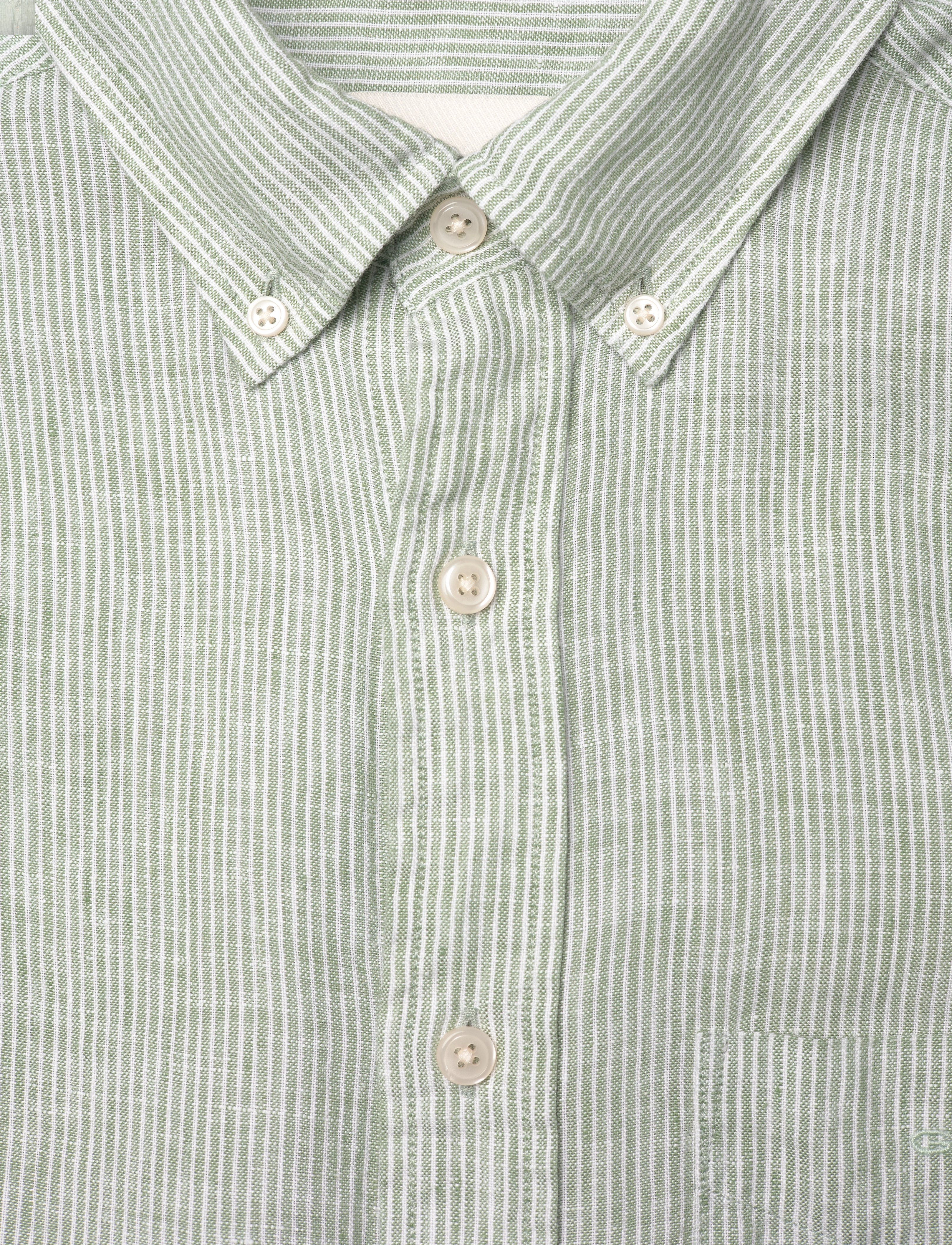 GANT - REG LINEN STRIPE SS SHIRT - kalamata green - 5