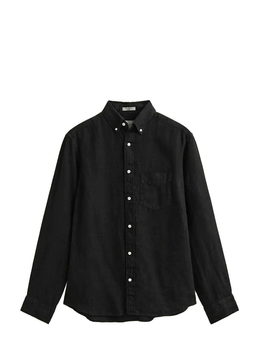 Gant - REG GMNT DYED LINEN SHIRT - leinenhemden - black - 1