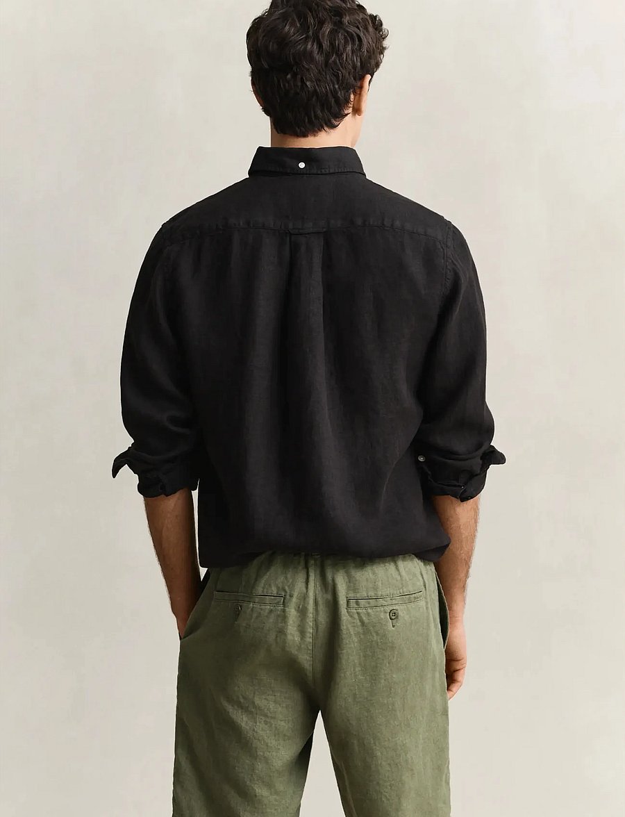 Gant - REG GMNT DYED LINEN SHIRT - leinenhemden - black - 2