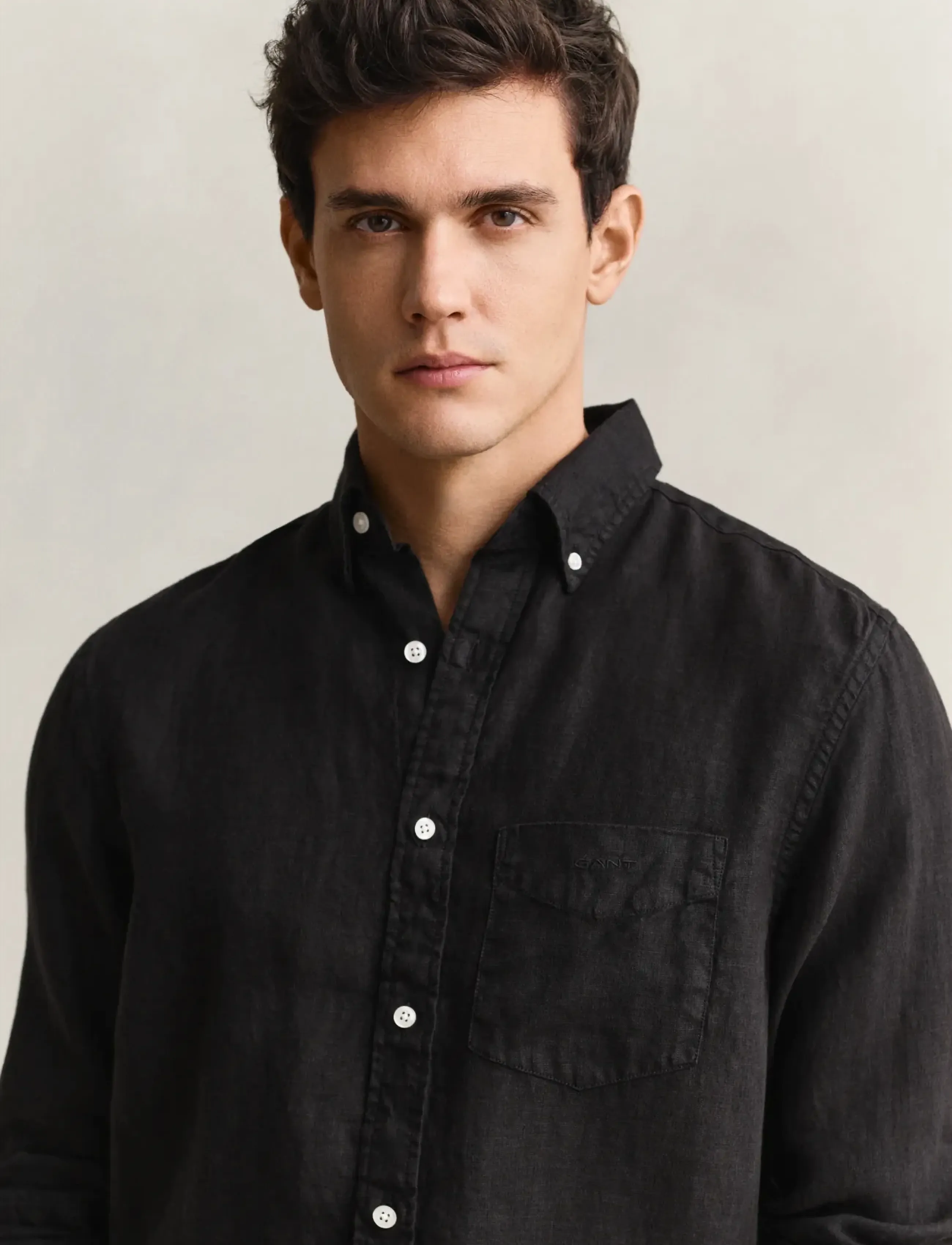 Gant - REG GMNT DYED LINEN SHIRT - hørskjorter - black - 3