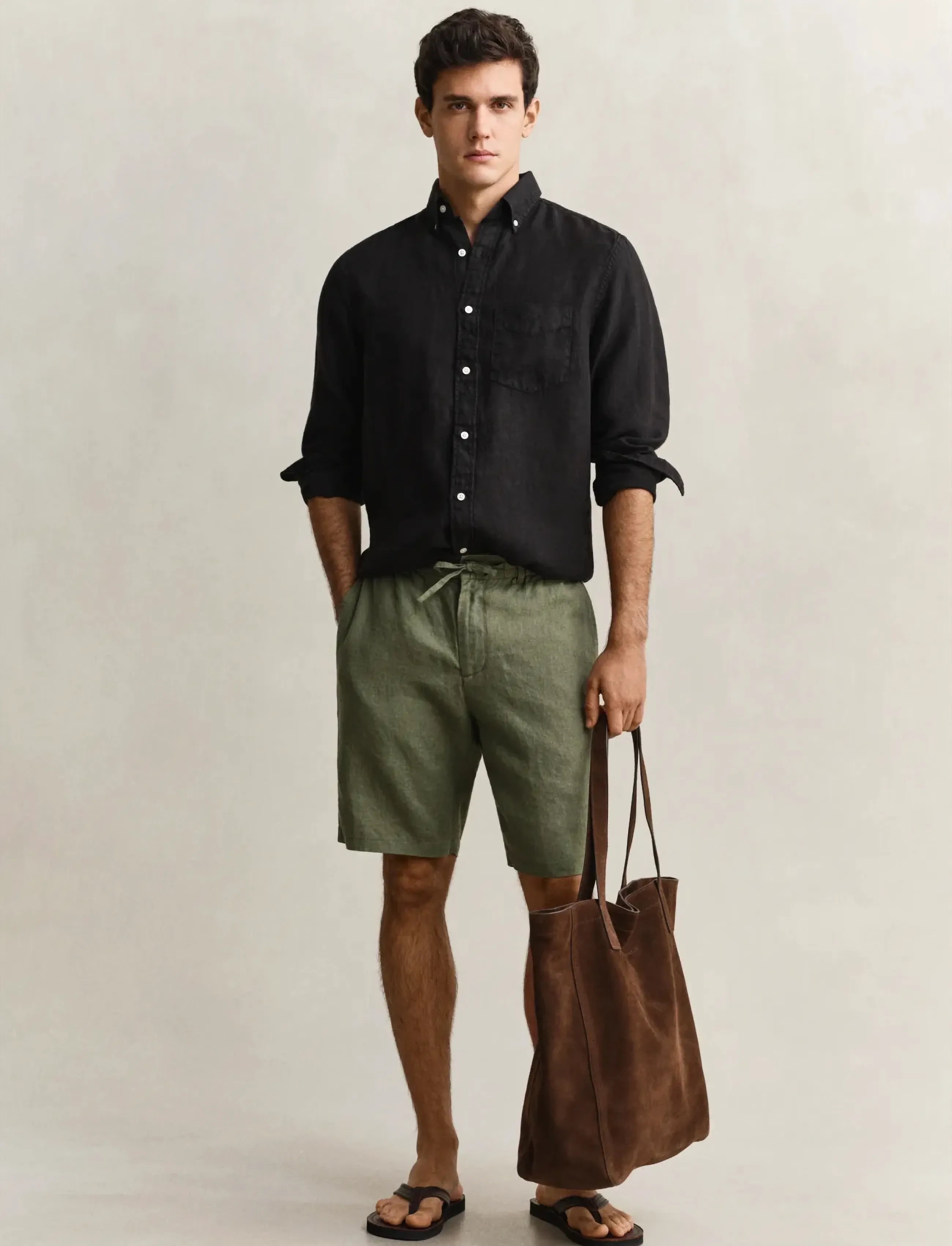 Gant - REG GMNT DYED LINEN SHIRT - hørskjorter - black - 4