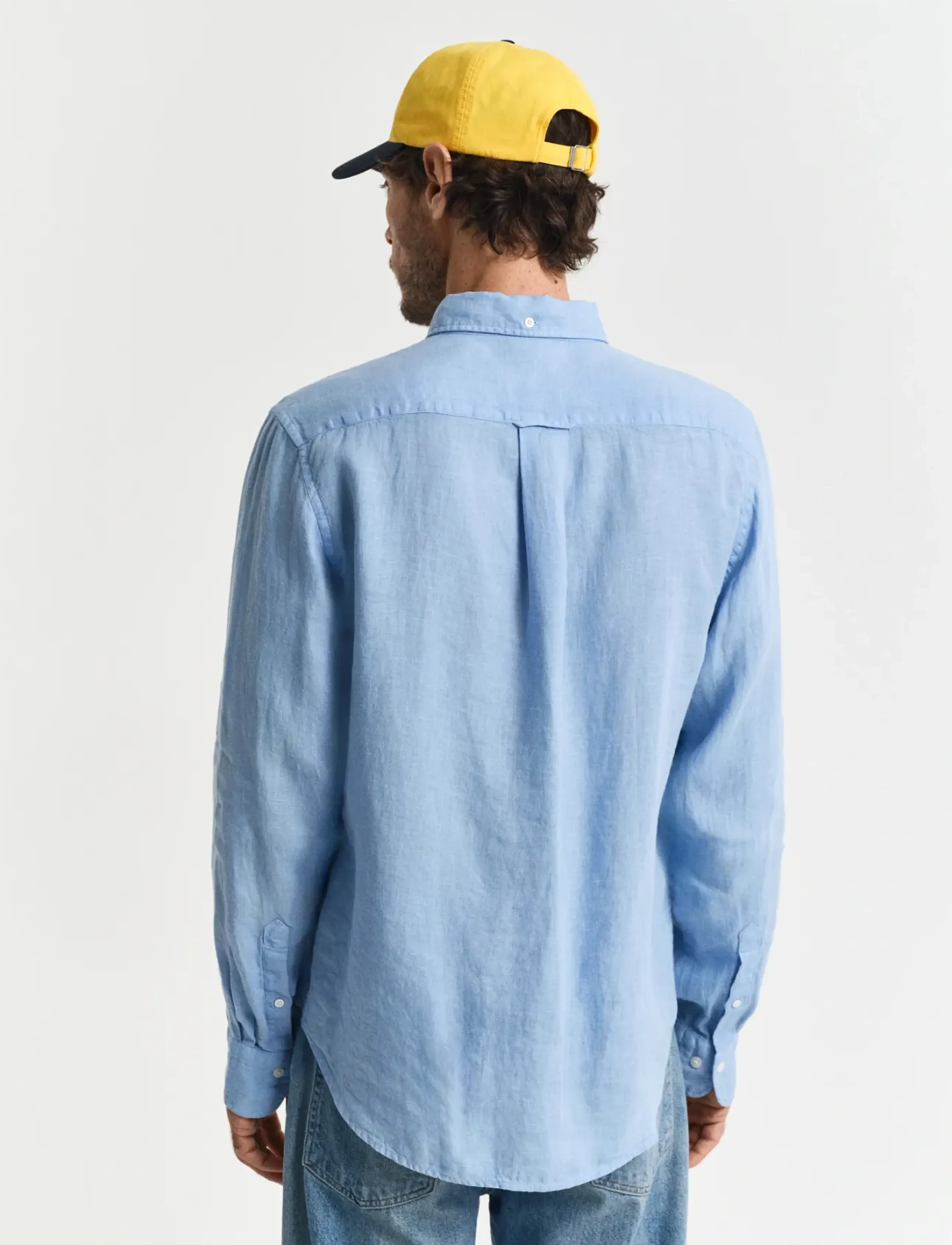 Gant - REG GMNT DYED LINEN SHIRT - hørskjorter - capri blue - 3