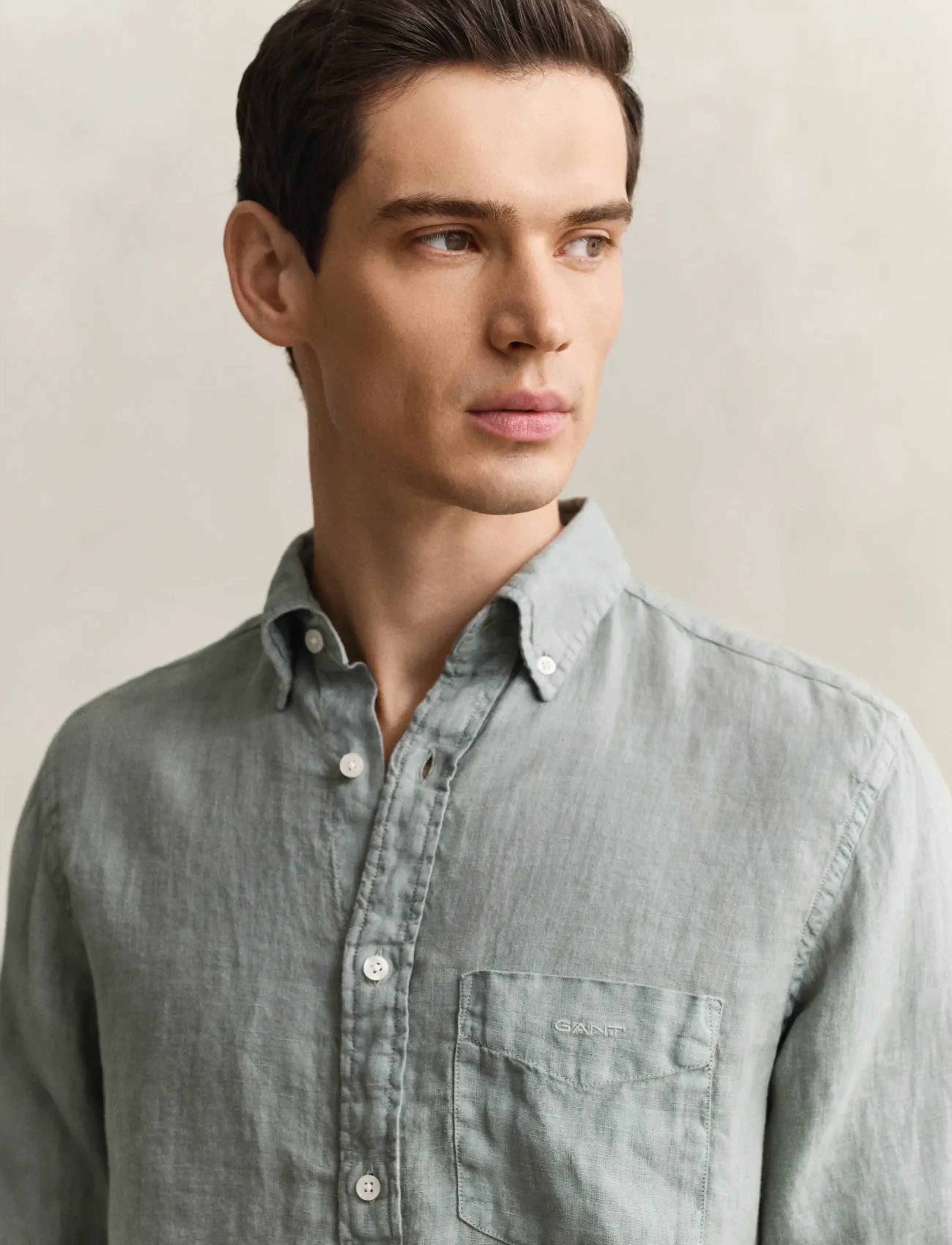 Gant - REG GMNT DYED LINEN SHIRT - hørskjorter - ceramic grey - 3