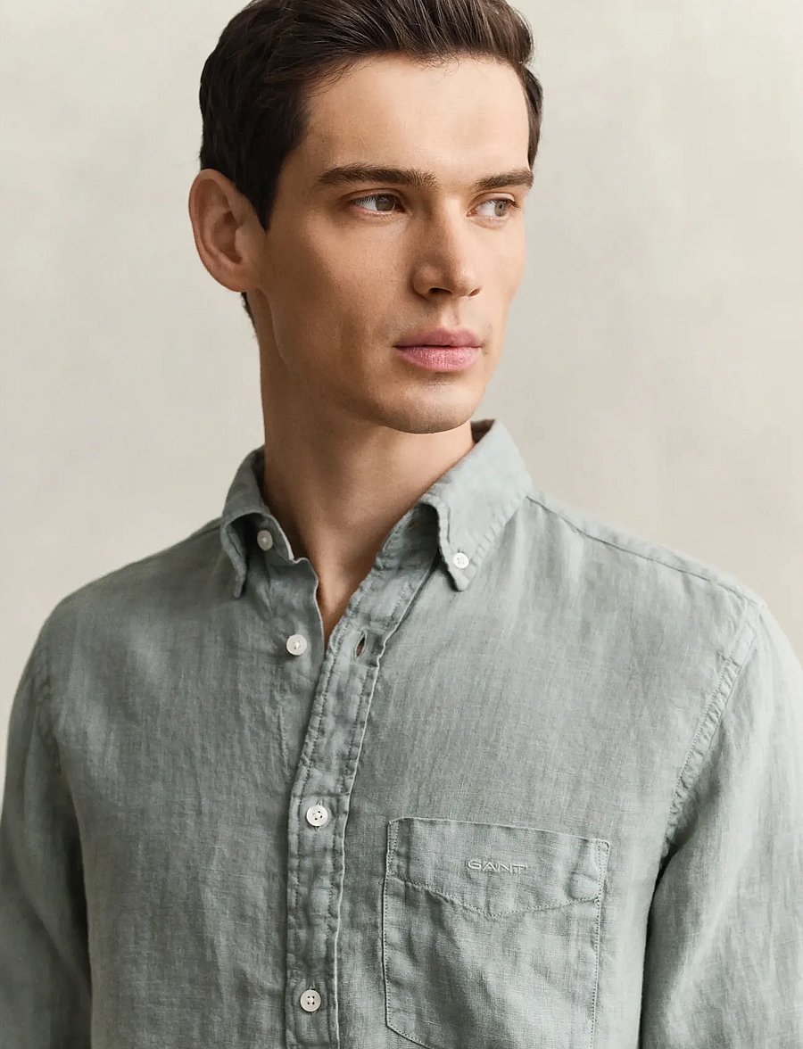 Gant - REG GMNT DYED LINEN SHIRT - leinenhemden - ceramic grey - 3