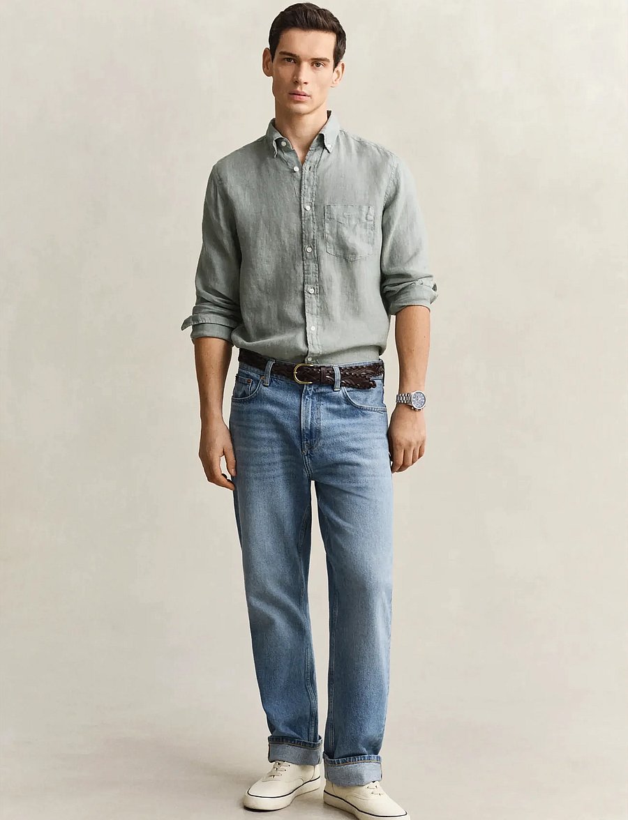 Gant - REG GMNT DYED LINEN SHIRT - leinenhemden - ceramic grey - 4