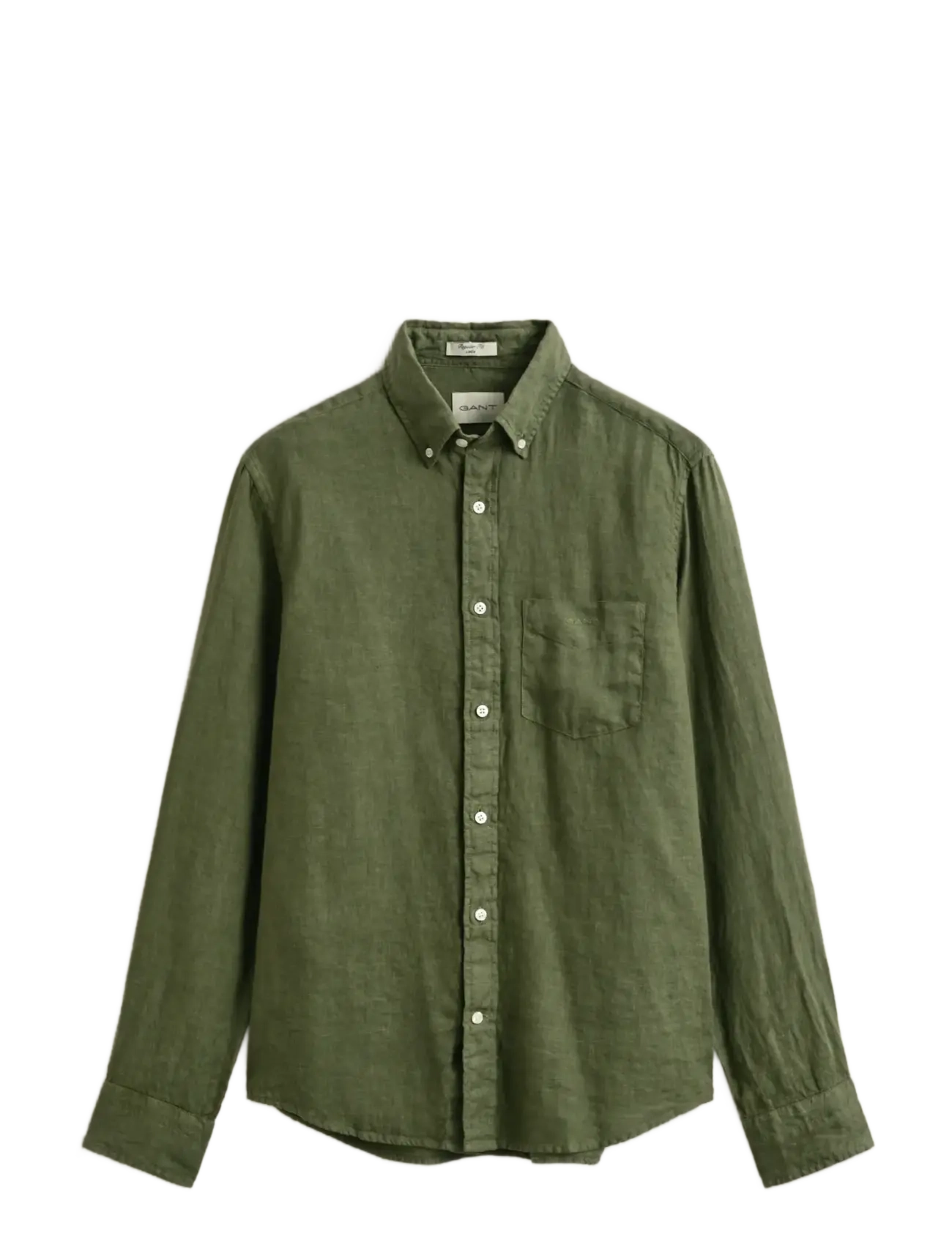 Gant REG GMNT DYED LINEN SHIRT - Särgid - DRY HERB GREEN / khaki/green