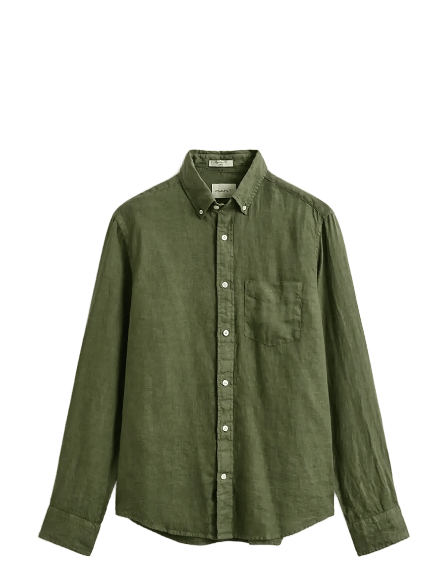 Gant - REG GMNT DYED LINEN SHIRT - leinenhemden - dry herb green - 1