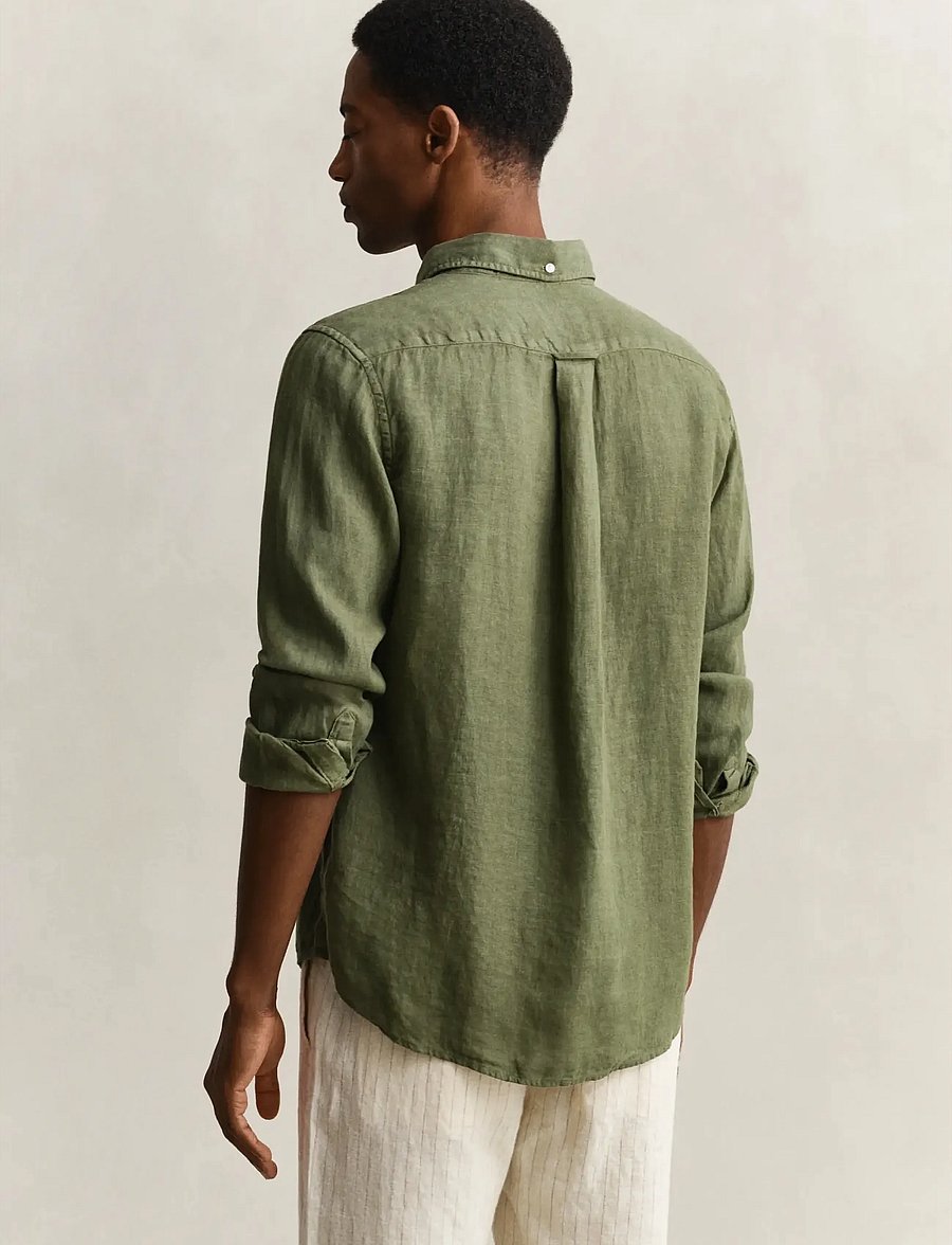 Gant - REG GMNT DYED LINEN SHIRT - leinenhemden - dry herb green - 2