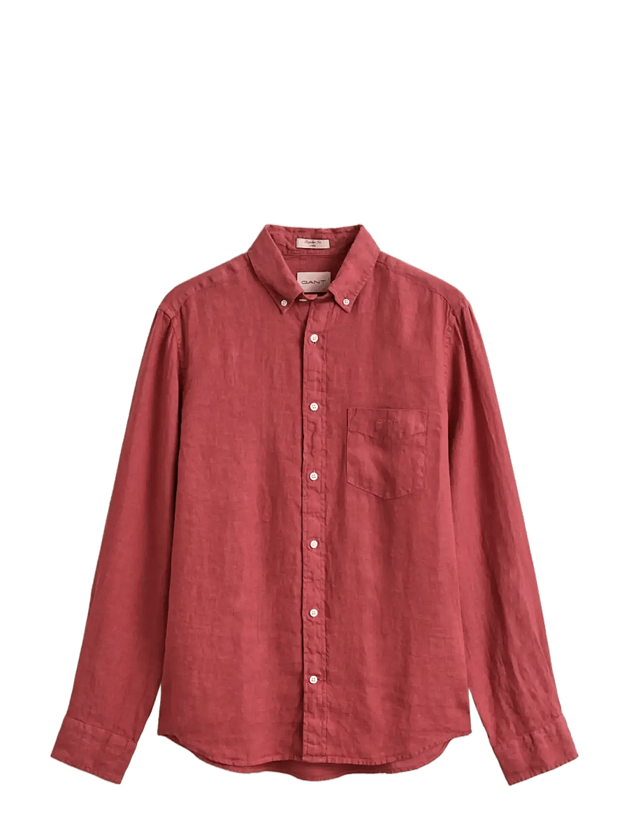 Gant - REG GMNT DYED LINEN SHIRT - leinenhemden - dusty brick red - 1