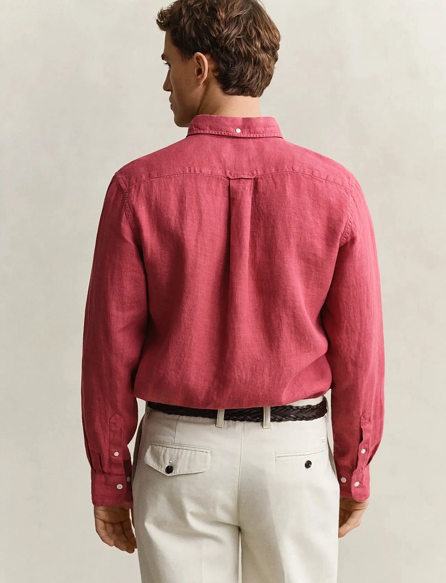 Gant - REG GMNT DYED LINEN SHIRT - leinenhemden - dusty brick red - 2