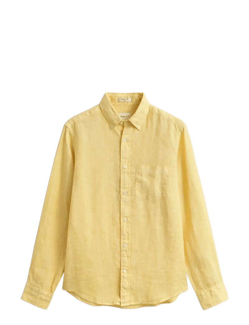 GANT - REG GMNT DYED LINEN SHIRT - hørskjorter - dusty light yellow - 1