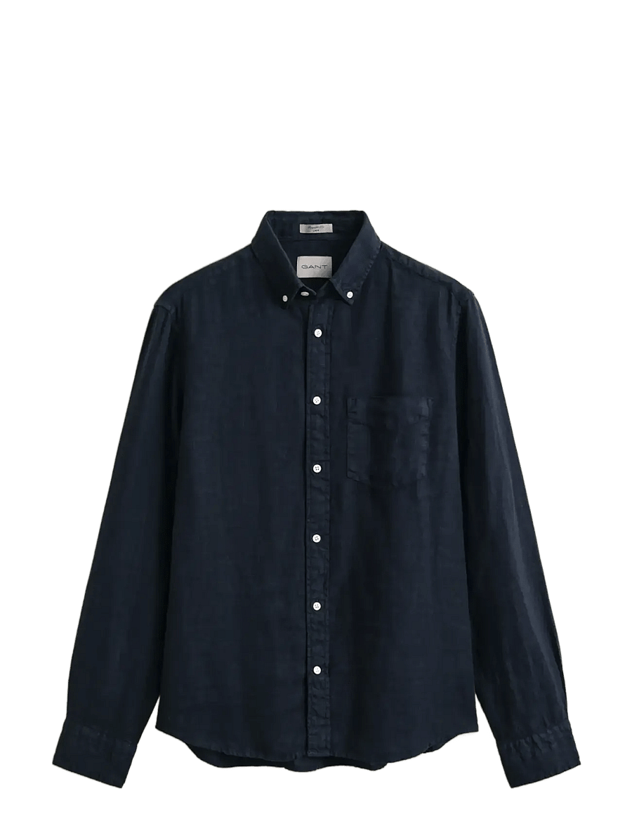 Gant - REG GMNT DYED LINEN SHIRT - leinenhemden - evening blue - 1