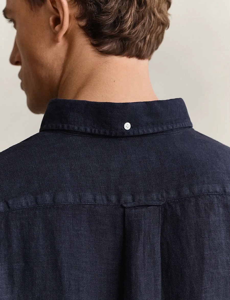 Gant - REG GMNT DYED LINEN SHIRT - leinenhemden - evening blue - 3