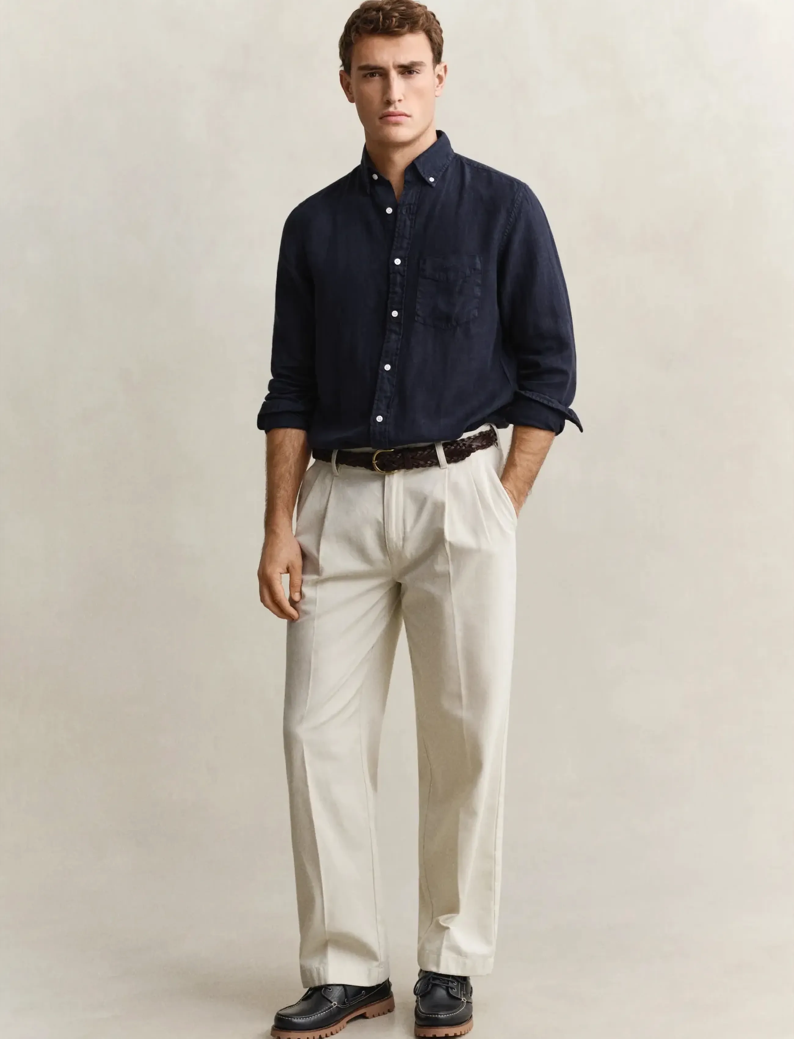Gant - REG GMNT DYED LINEN SHIRT - hørskjorter - evening blue - 4