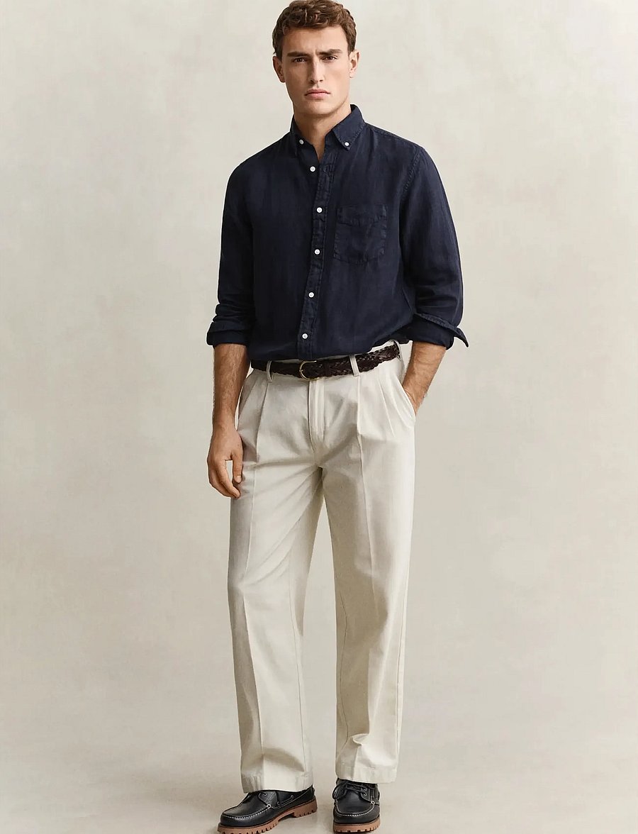 Gant - REG GMNT DYED LINEN SHIRT - leinenhemden - evening blue - 4