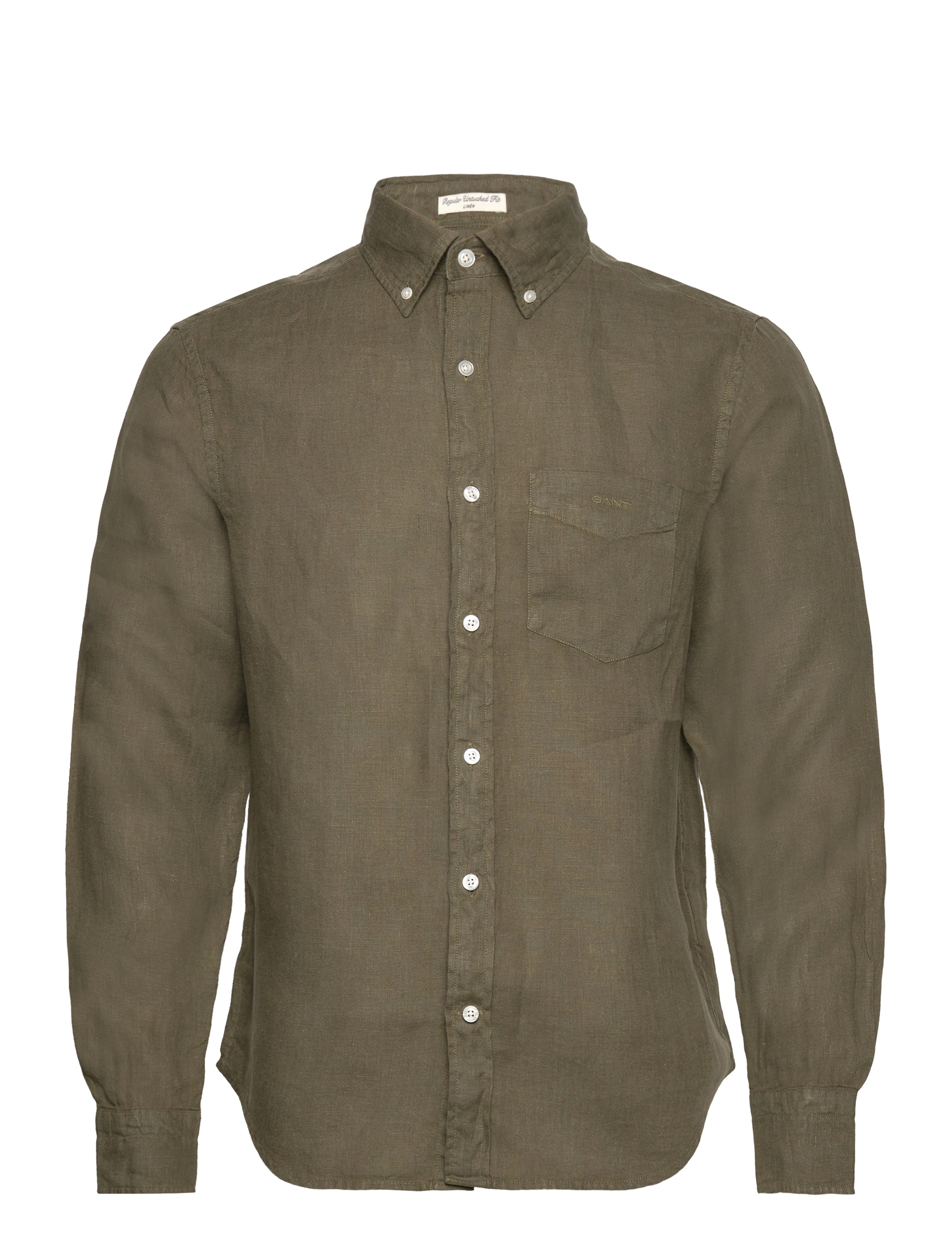 Gant Reg Gmnt Dyed Linen Shirt, Mænd, Langærmet Linned Skjorte, Grøn, Str: XXXL