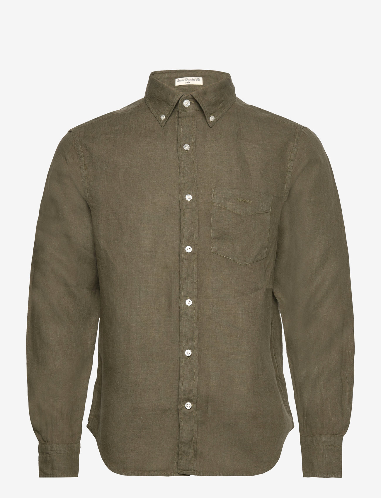 GANT - REG GMNT DYED LINEN SHIRT - lina krekli - juniper green - 0