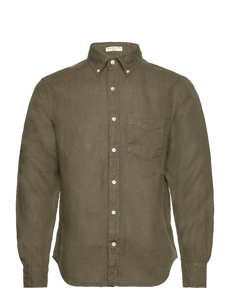 GANT - REG GMNT DYED LINEN SHIRT - lina krekli - juniper green - 0