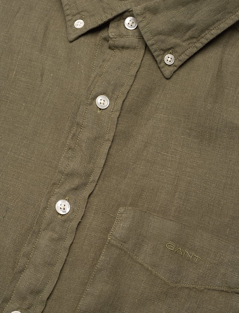GANT - REG GMNT DYED LINEN SHIRT - lina krekli - juniper green - 3