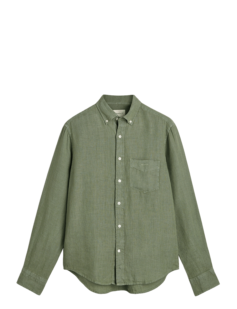 Gant - REG GMNT DYED LINEN SHIRT - leinenhemden - kalamata green - 1
