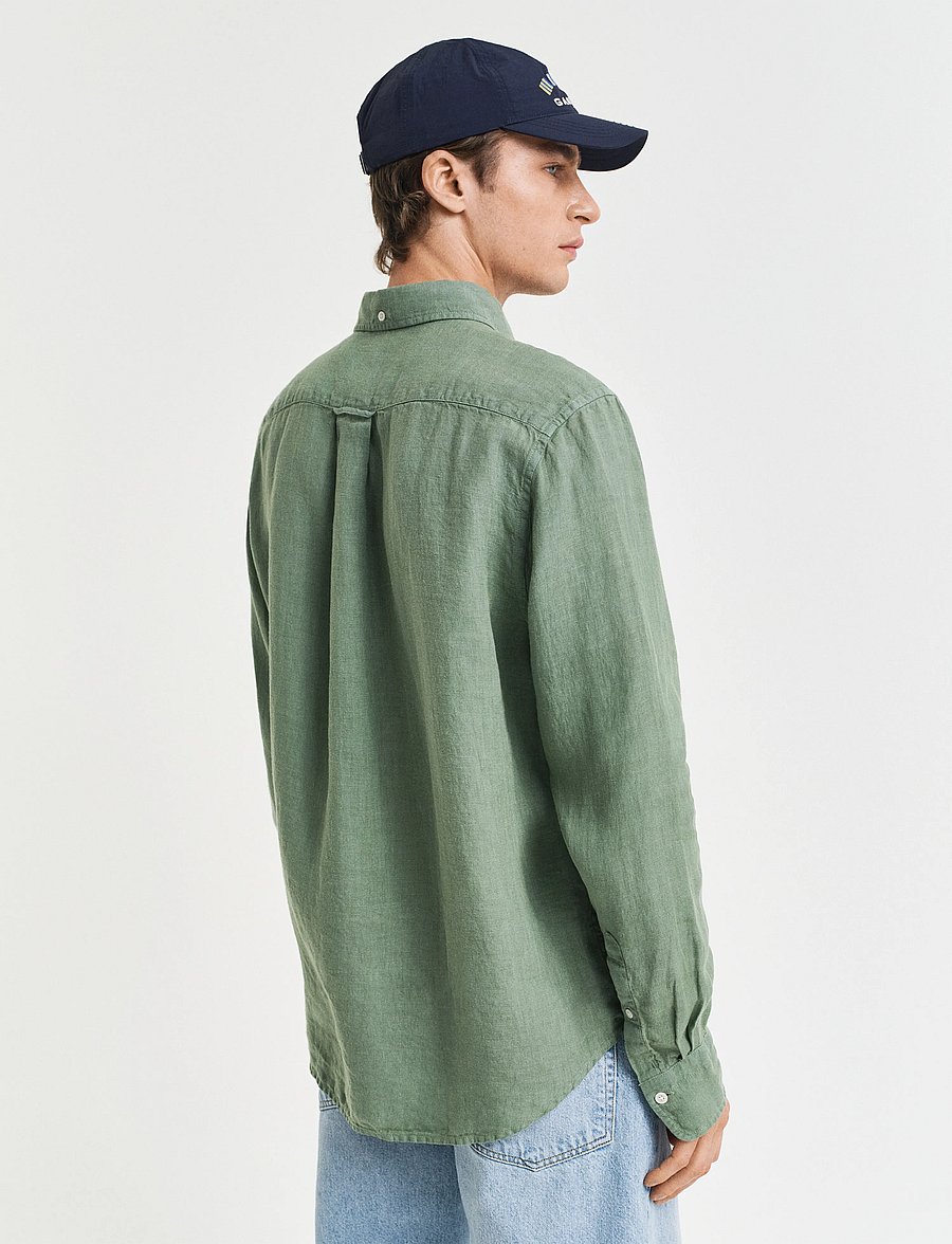 Gant - REG GMNT DYED LINEN SHIRT - leinenhemden - kalamata green - 2