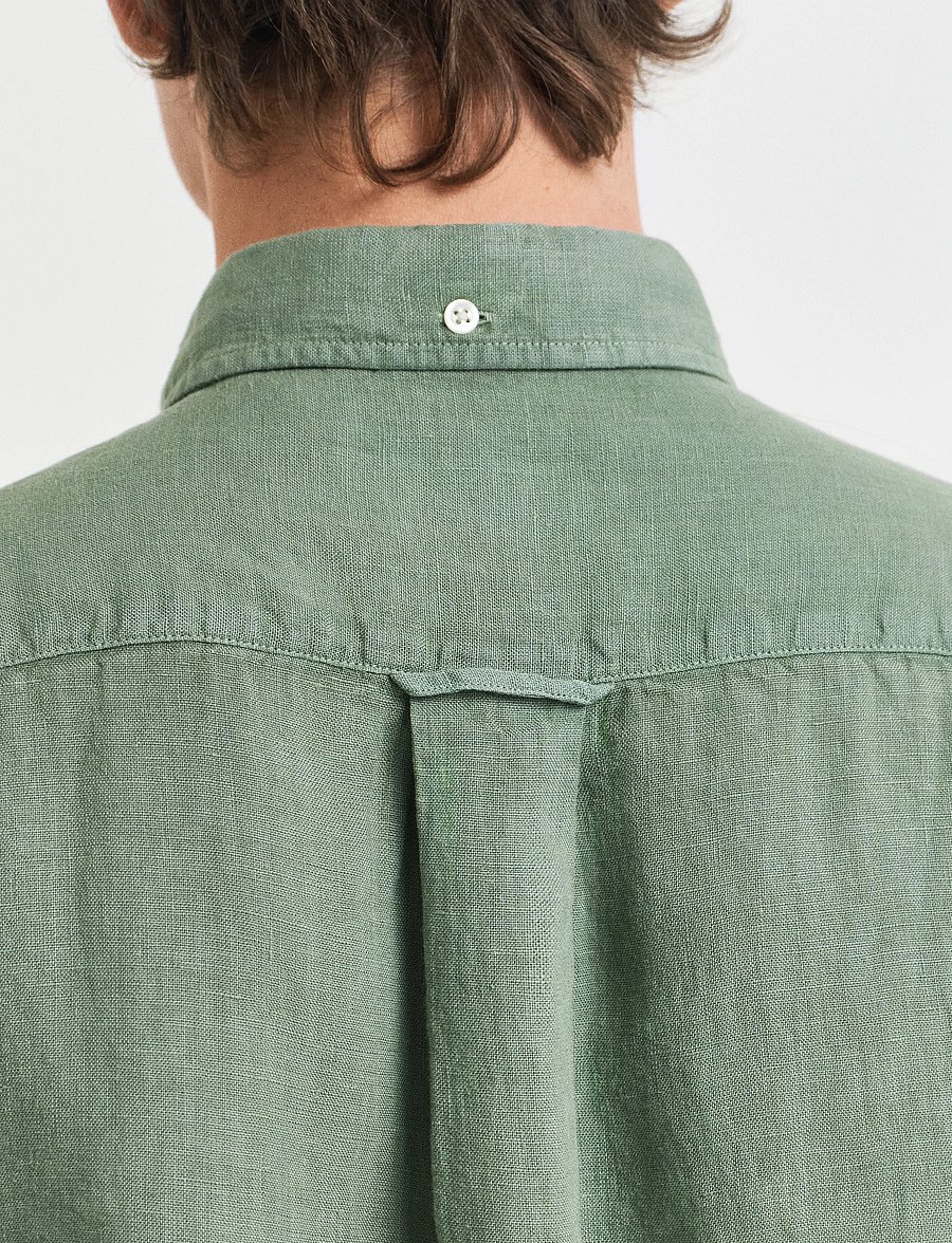 Gant - REG GMNT DYED LINEN SHIRT - leinenhemden - kalamata green - 3