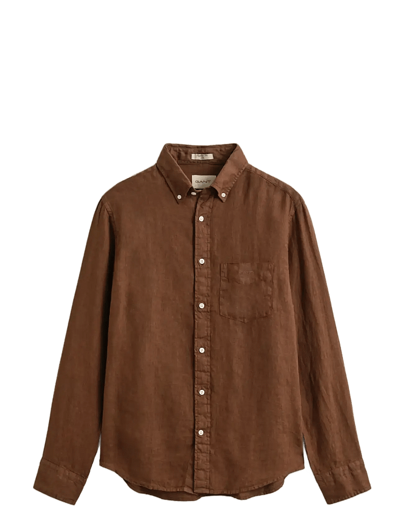 GANT - REG GMNT DYED LINEN SHIRT - hørskjorter - mahogany brown - 1