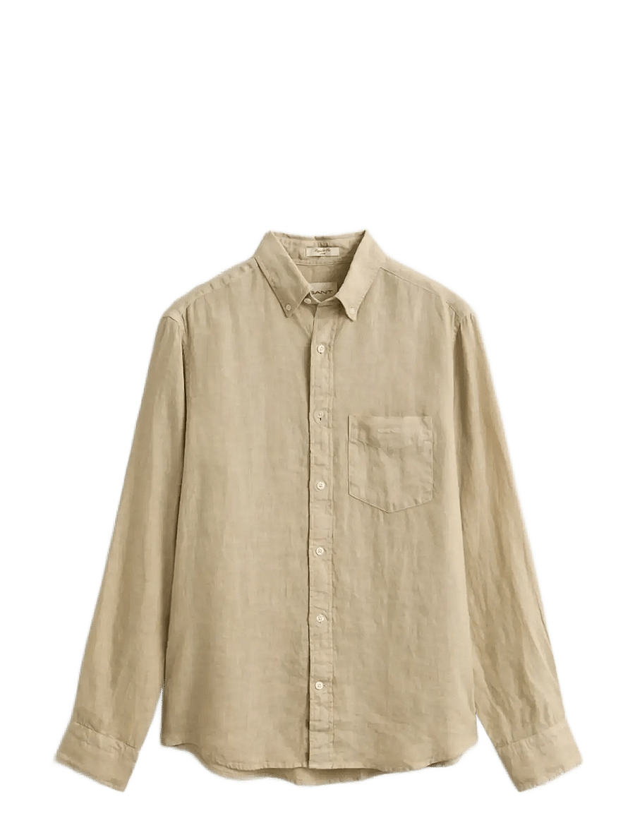 Gant - REG GMNT DYED LINEN SHIRT - leinenhemden - oat beige - 1