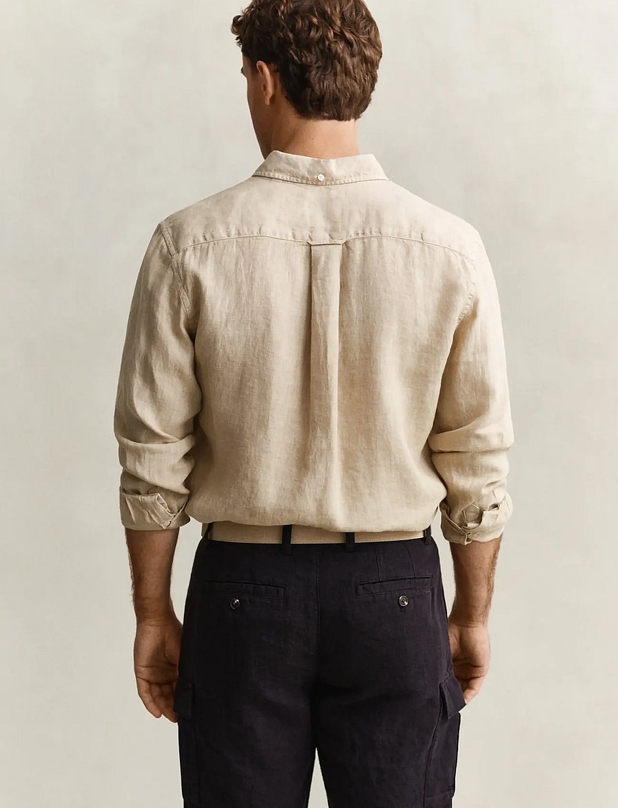 Gant - REG GMNT DYED LINEN SHIRT - leinenhemden - oat beige - 2