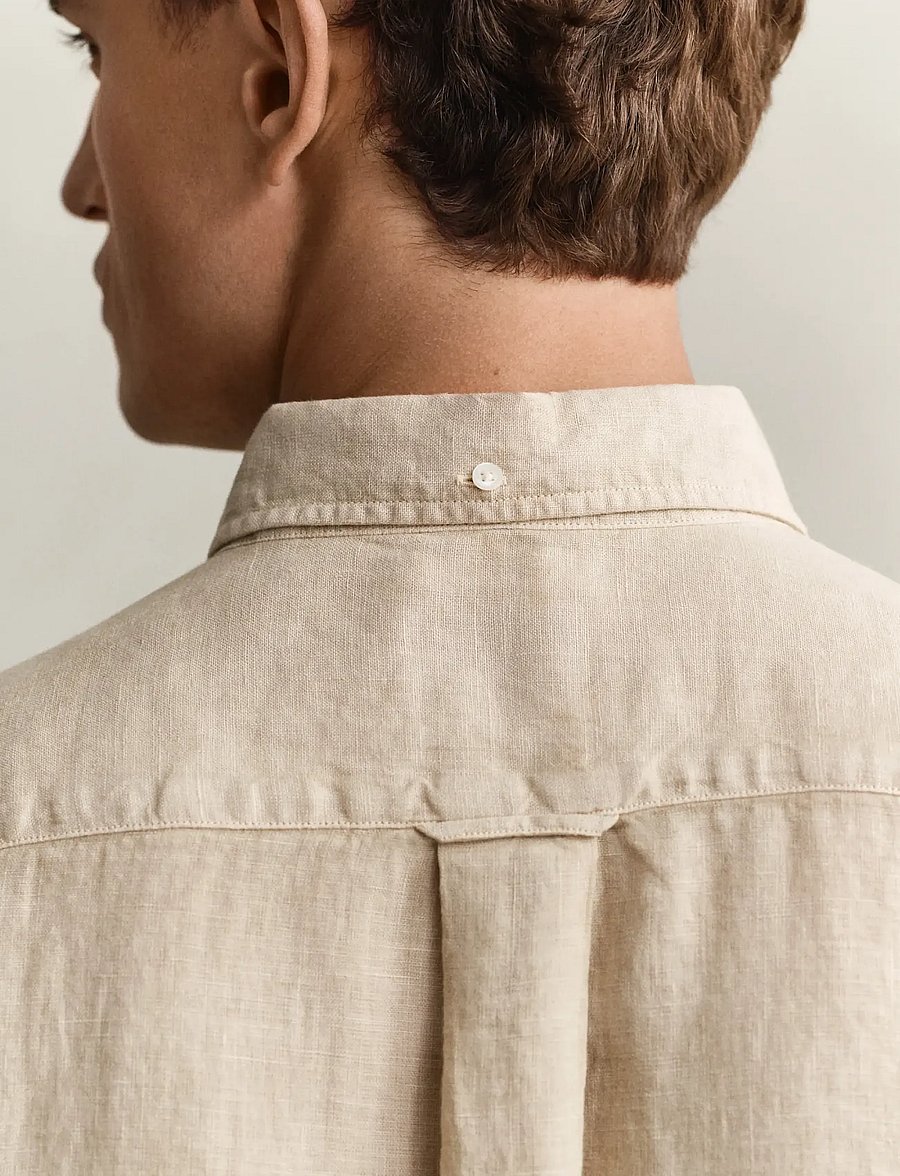 Gant - REG GMNT DYED LINEN SHIRT - leinenhemden - oat beige - 3
