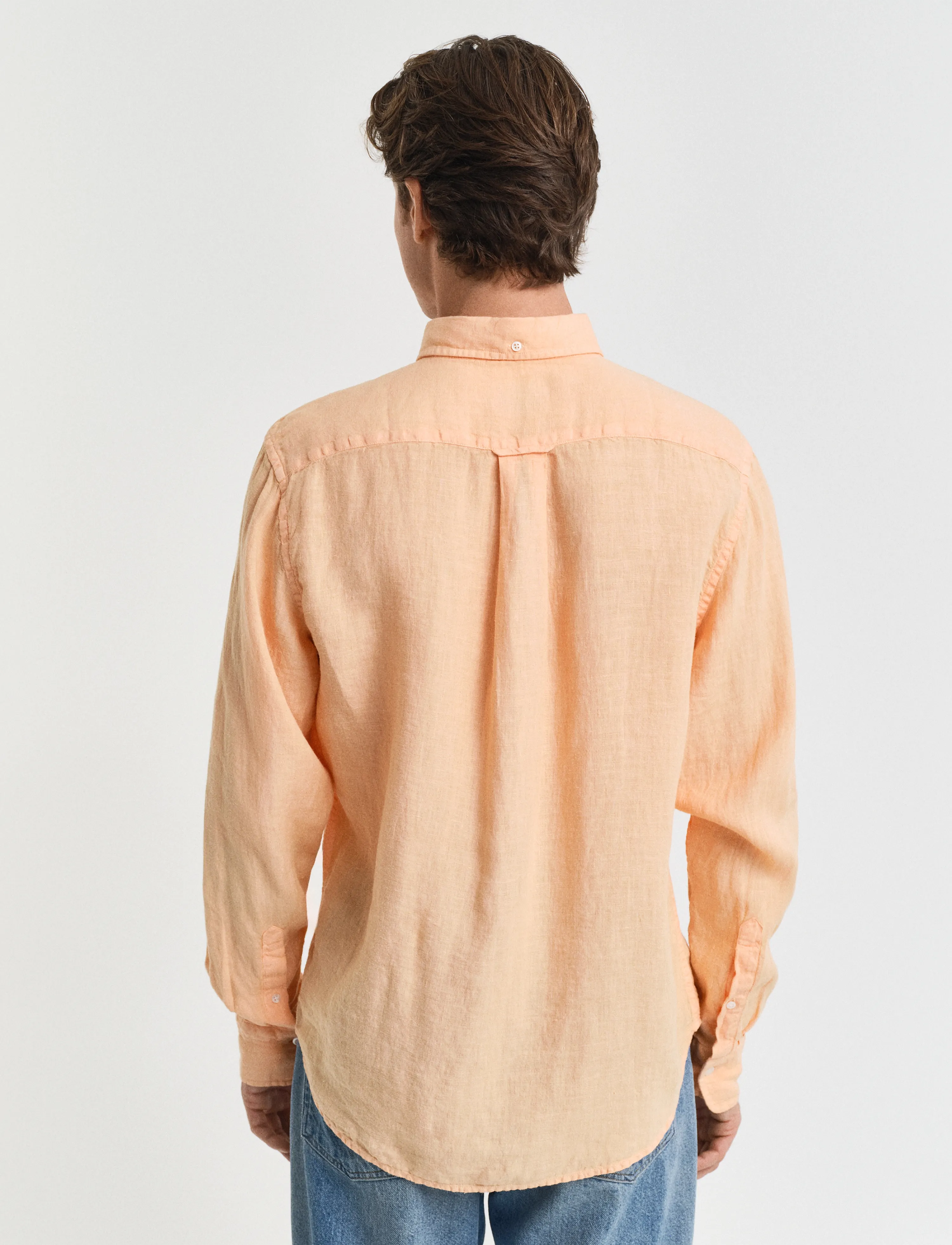 Gant - REG GMNT DYED LINEN SHIRT - hørskjorter - peachy orange - 2