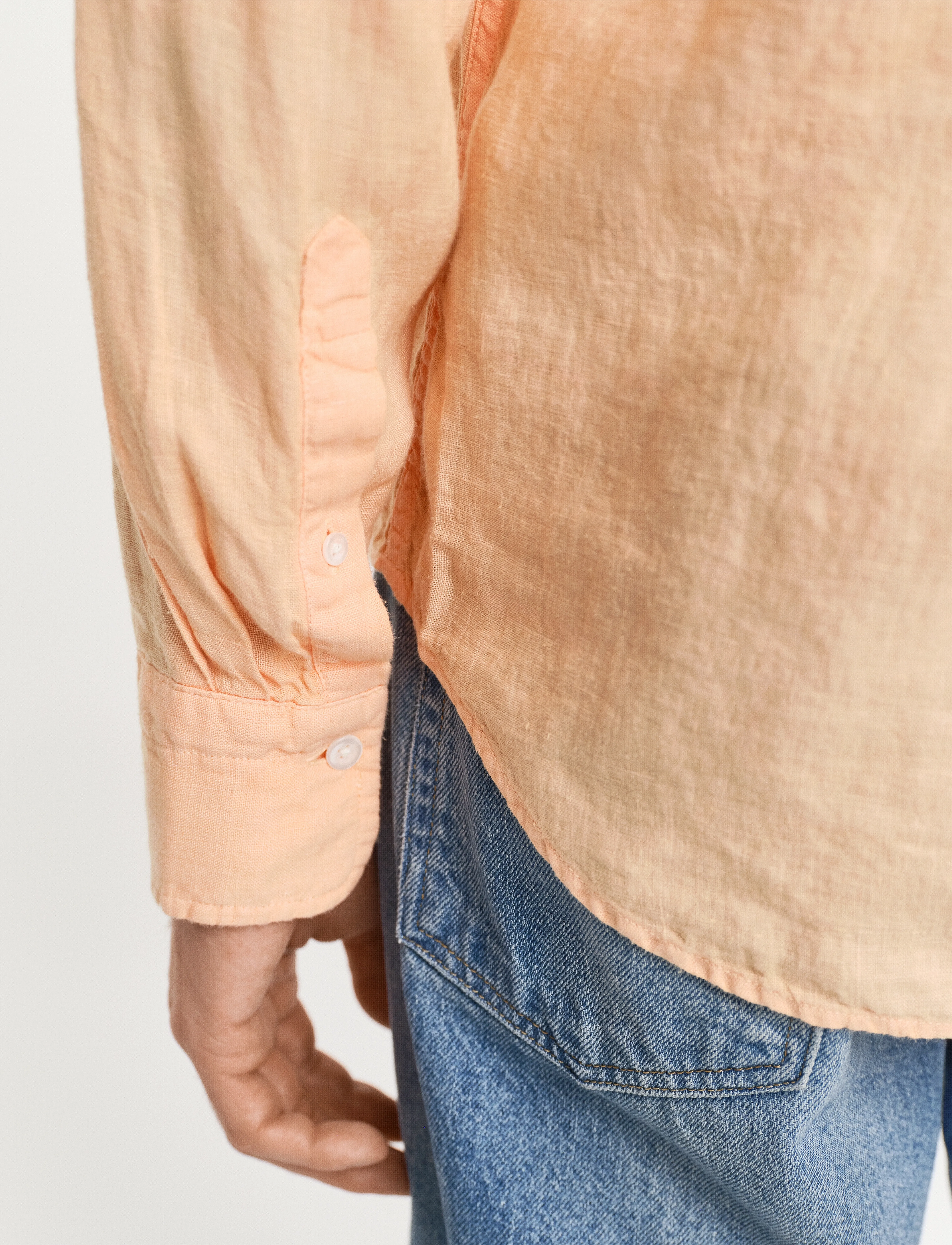 Gant - REG GMNT DYED LINEN SHIRT - hørskjorter - peachy orange - 3