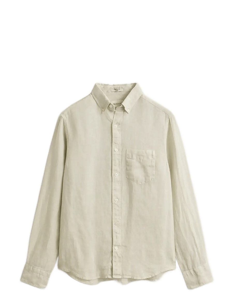 Gant - REG GMNT DYED LINEN SHIRT - leinenhemden - sand - 1