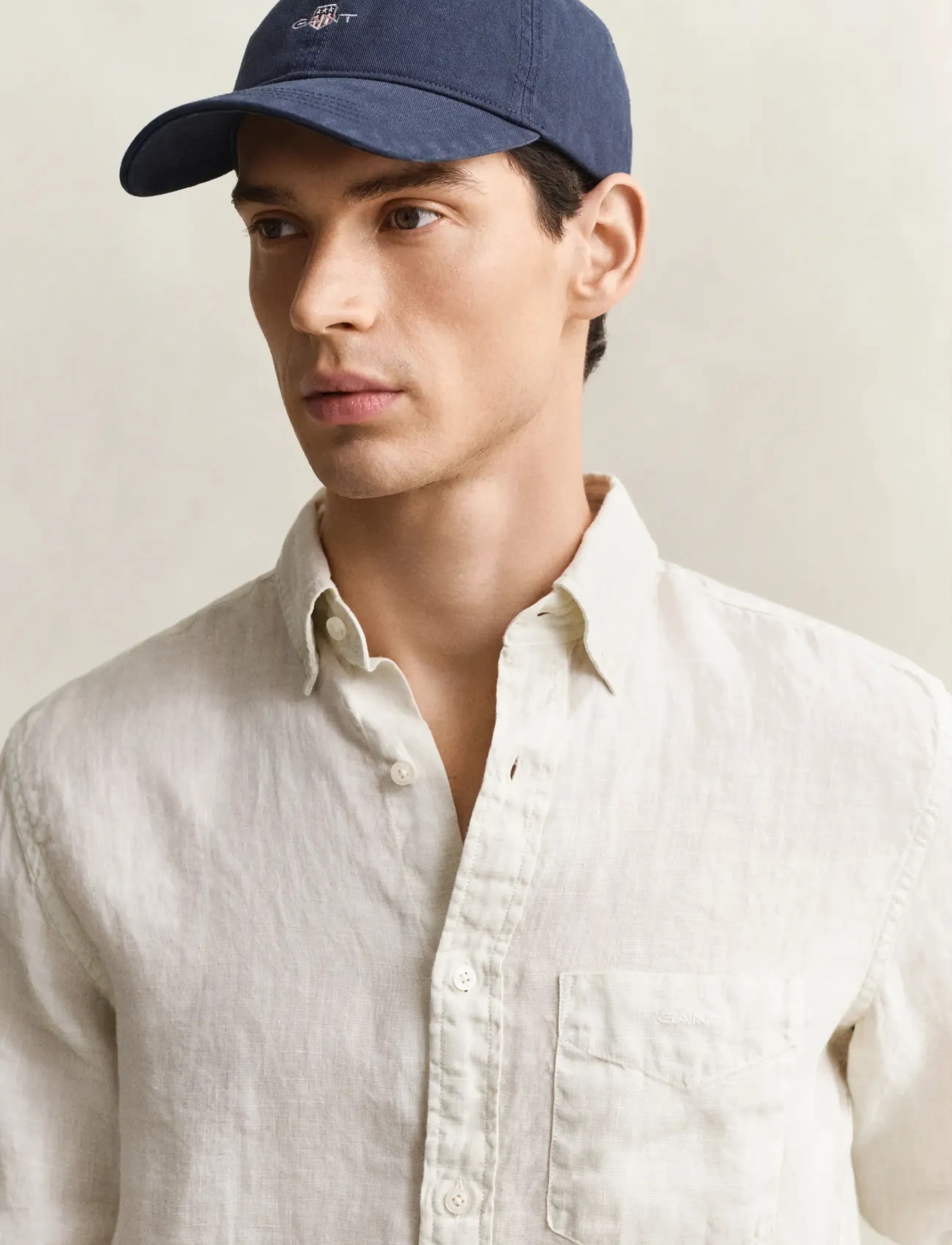 Gant - REG GMNT DYED LINEN SHIRT - hørskjorter - sand - 3