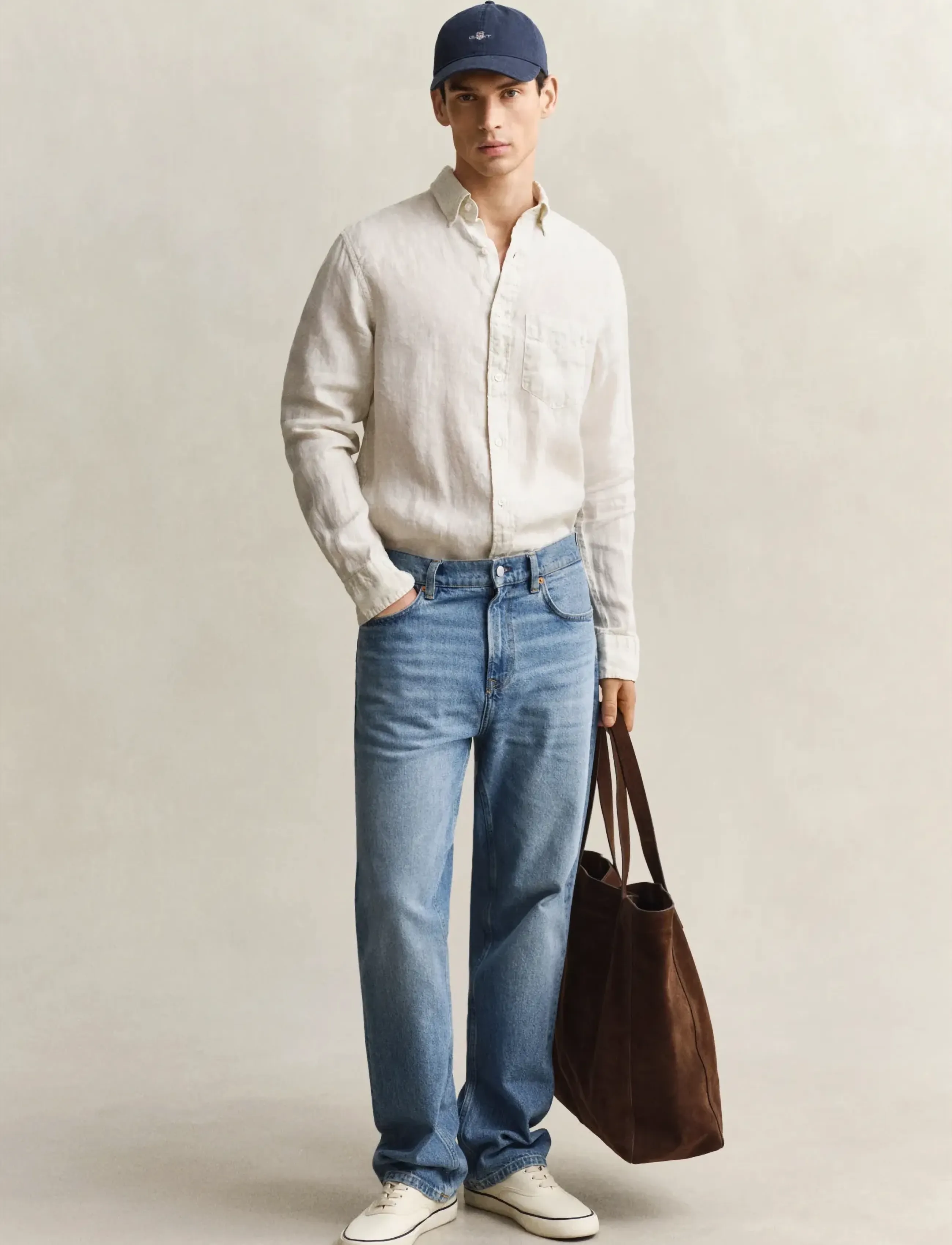 Gant - REG GMNT DYED LINEN SHIRT - hørskjorter - sand - 4
