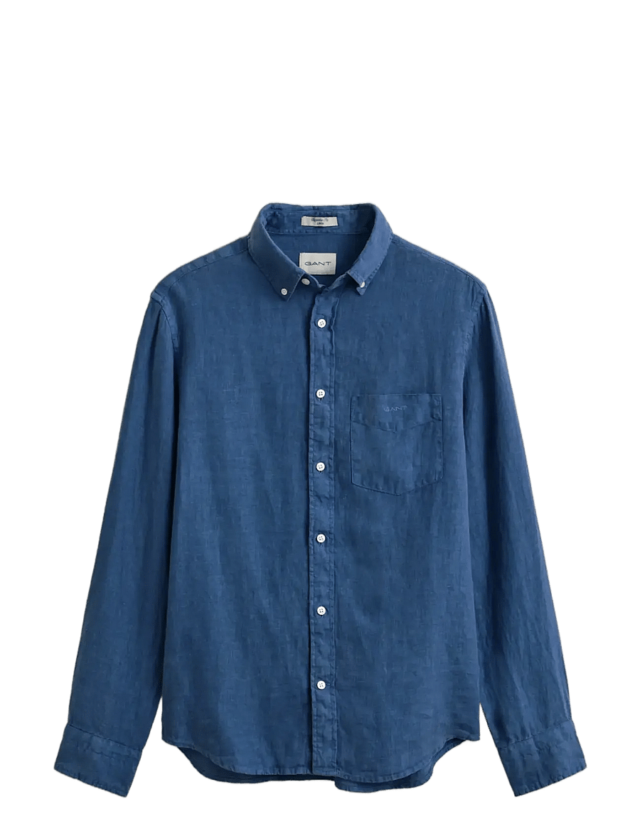Gant - REG GMNT DYED LINEN SHIRT - leinenhemden - vintage blue - 1