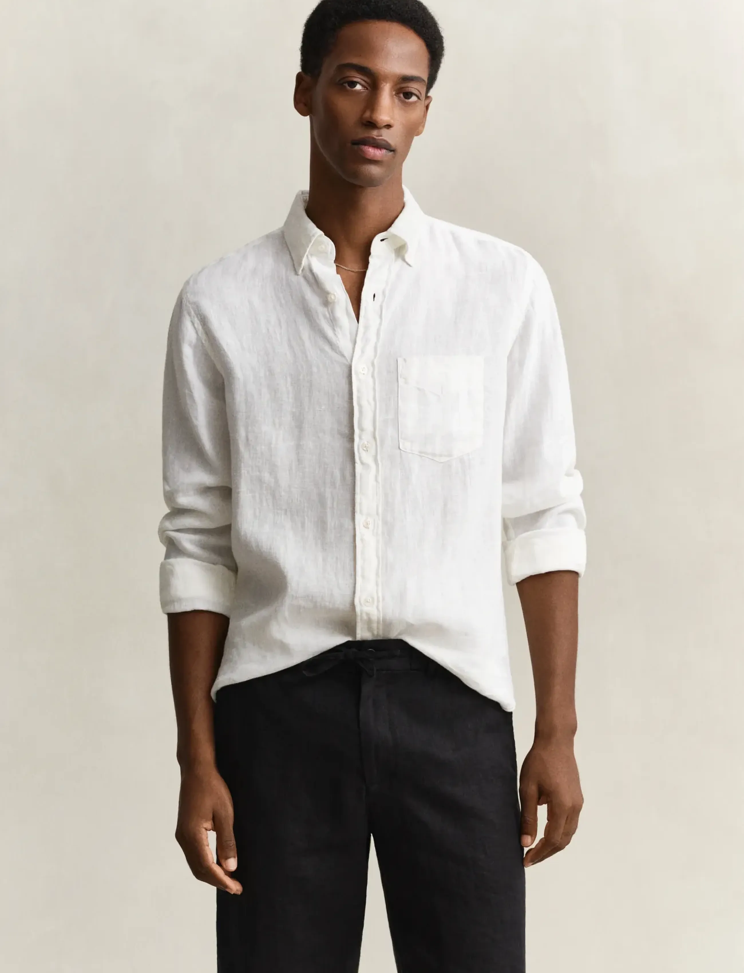 GANT REG GMNT DYED LINEN SHIRT - Särgid - WHITE / white