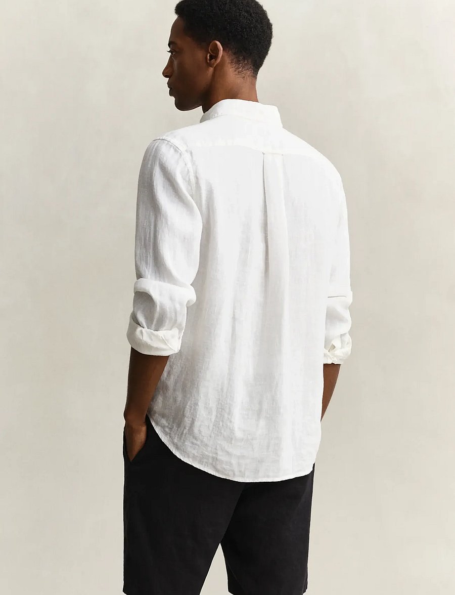 Gant - REG GMNT DYED LINEN SHIRT - leinenhemden - white - 2
