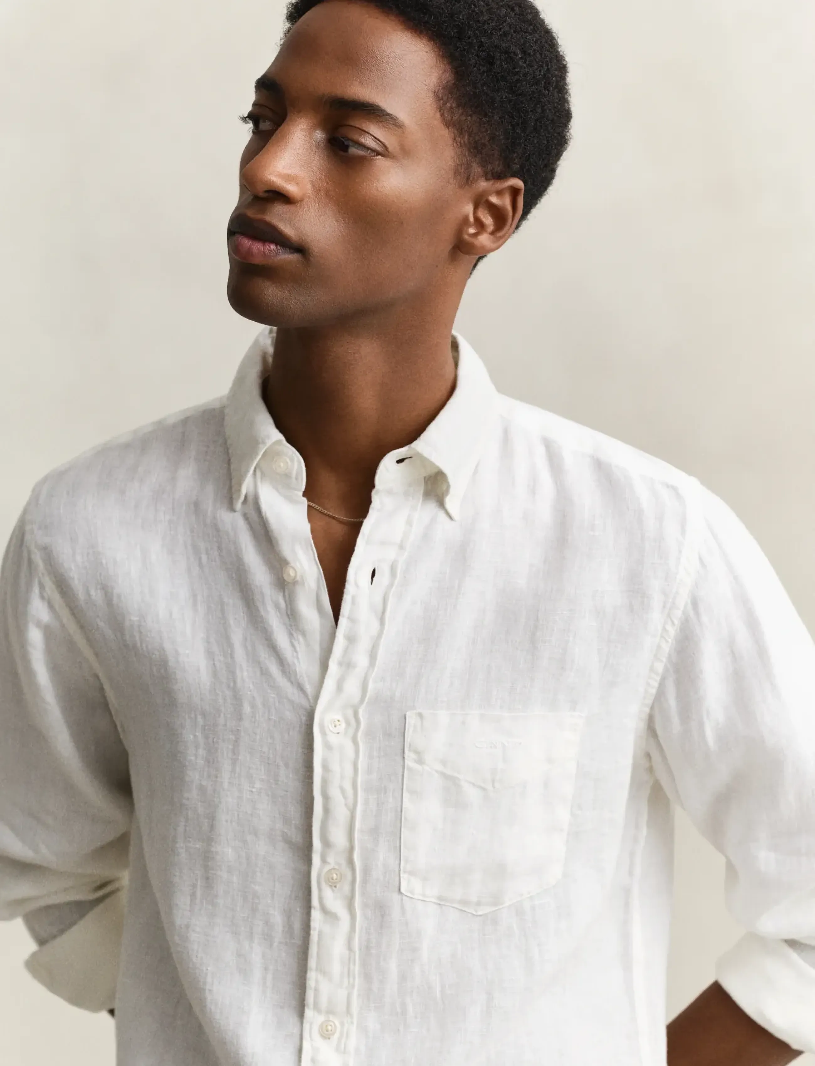 Gant - REG GMNT DYED LINEN SHIRT - hørskjorter - white - 3