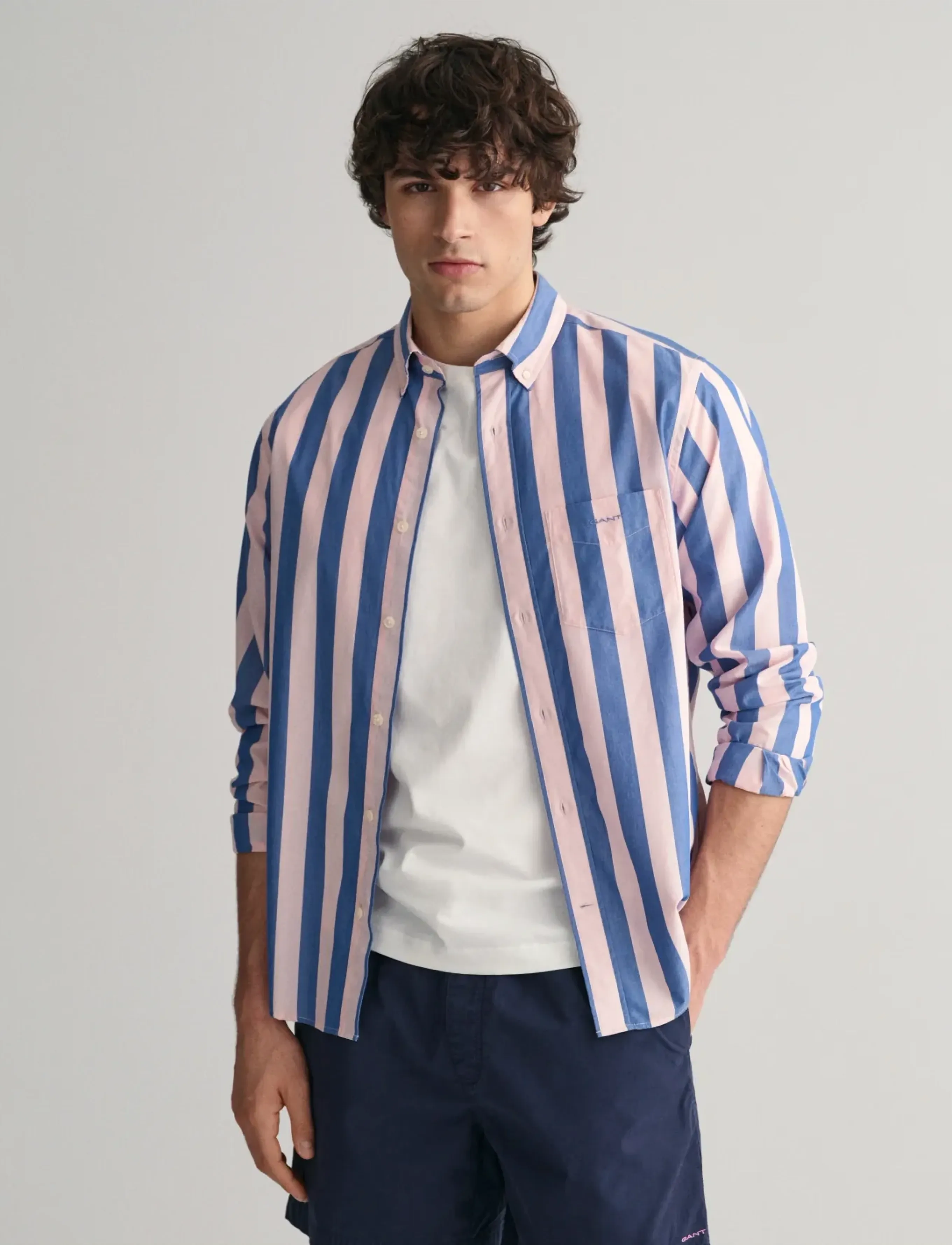 Gant Reg Poplin Parasol Stripe Shirt, XL, Shirts, Rosa - Casual, Männerswear